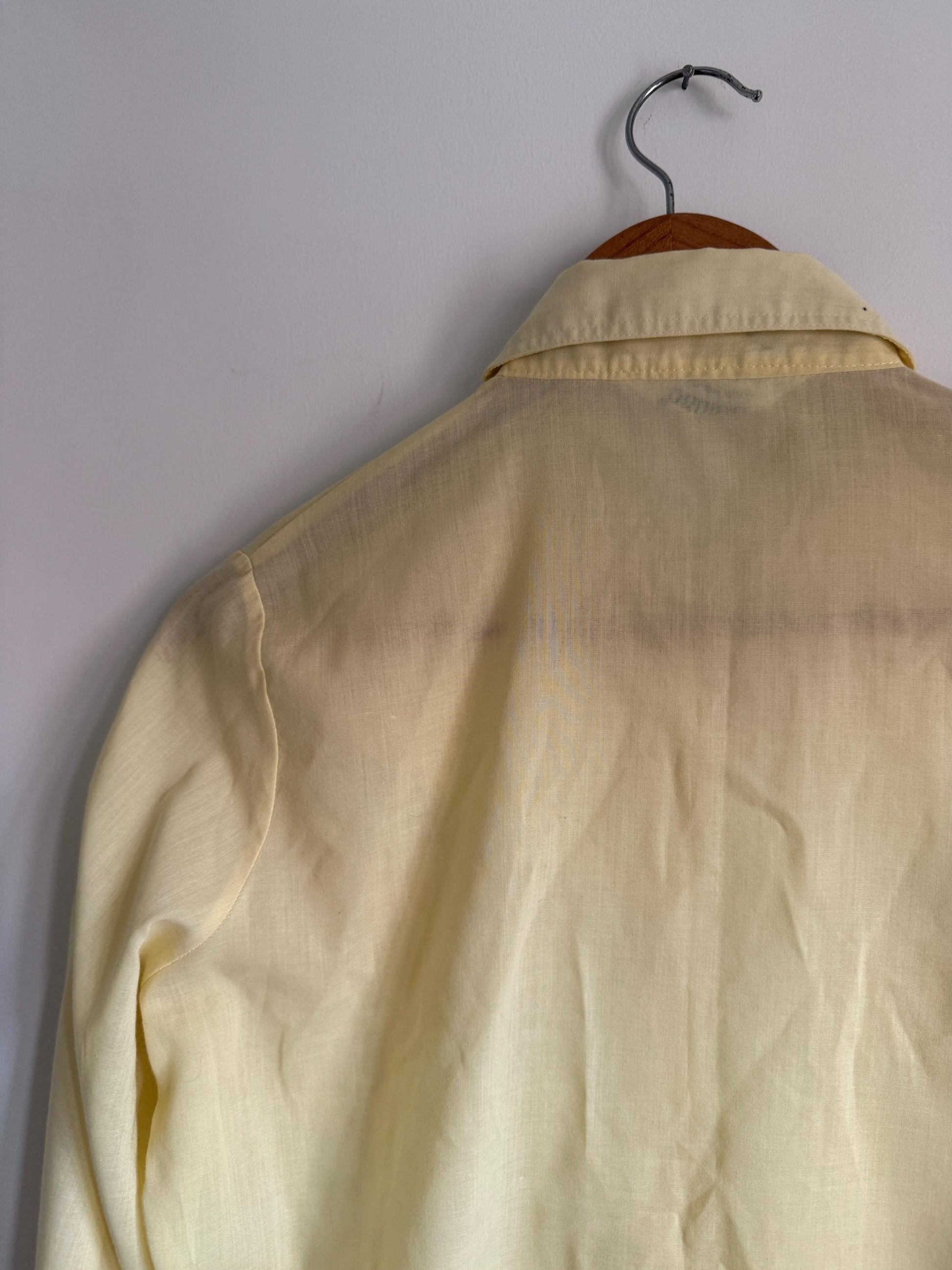 Vintage 70s Butter Yellow Western Shirt | Cowboy Style Button Up Blouse | Scalloped Pocket Shirt | Retro Women's Shirt