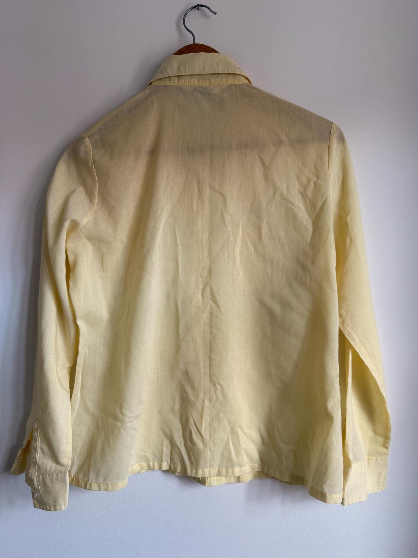 Vintage 70s Butter Yellow Western Shirt | Cowboy Style Button Up Blouse | Scalloped Pocket Shirt | Retro Women's Shirt