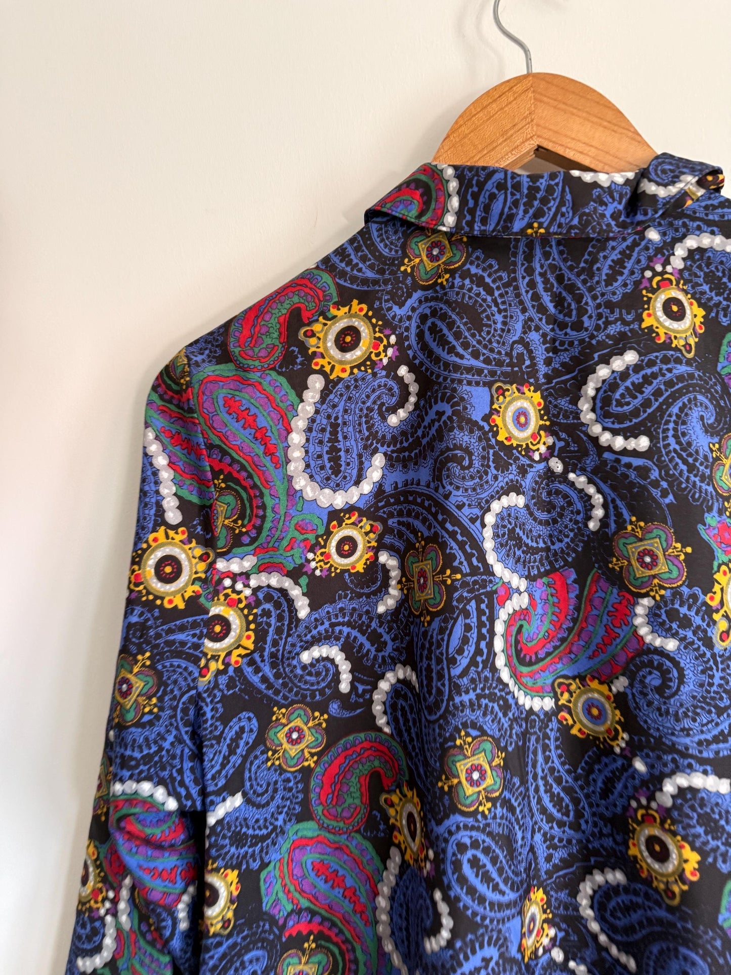Vintage 70s Psychedelic Paisley Blouse | Mod Retro Print Shirt | UK 10-12