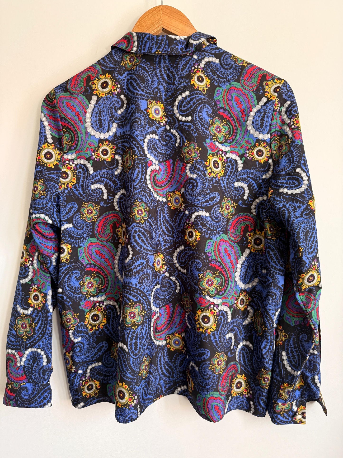 Vintage 70s Psychedelic Paisley Blouse | Mod Retro Print Shirt | UK 10-12
