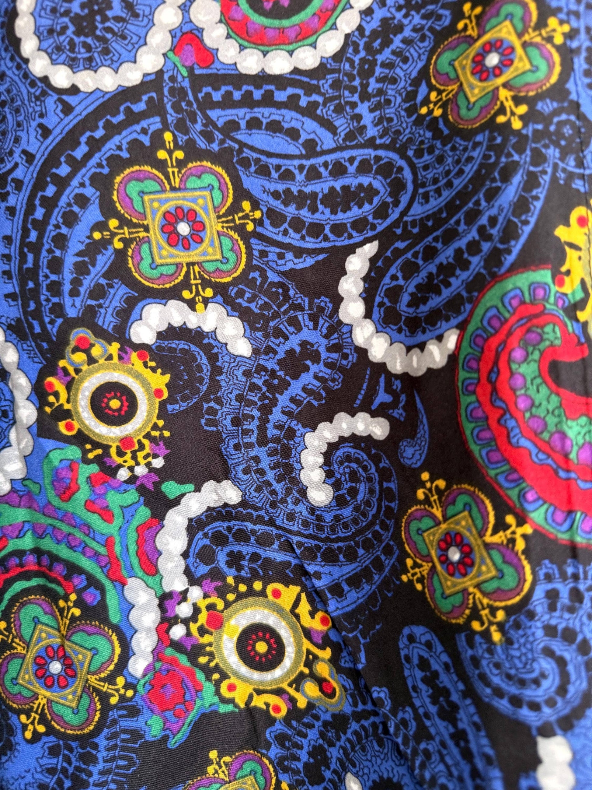 Vintage 70s Psychedelic Paisley Blouse | Mod Retro Print Shirt | UK 10-12