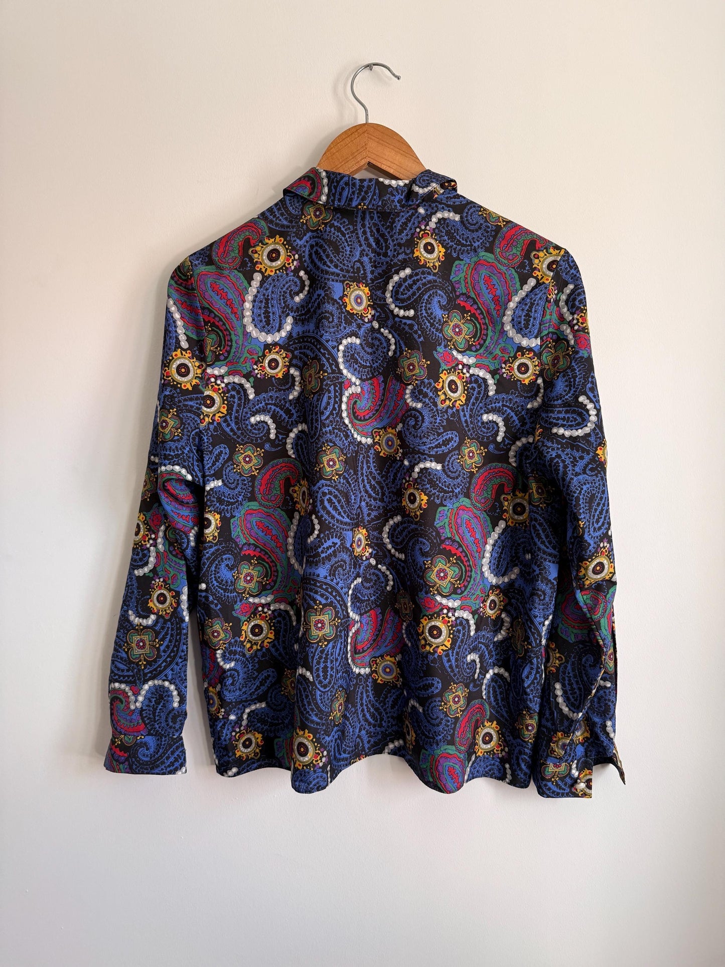 Vintage 70s Psychedelic Paisley Blouse | Mod Retro Print Shirt | UK 10-12