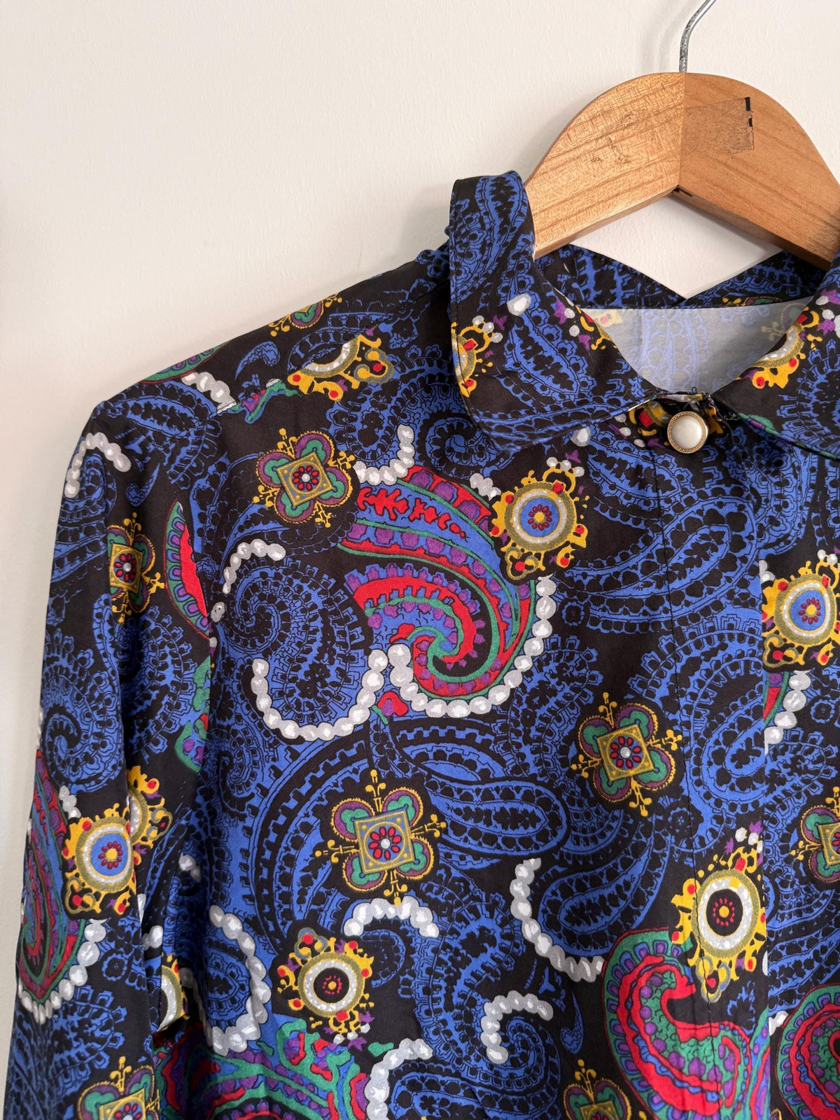 Vintage 70s Psychedelic Paisley Blouse | Mod Retro Print Shirt | UK 10-12