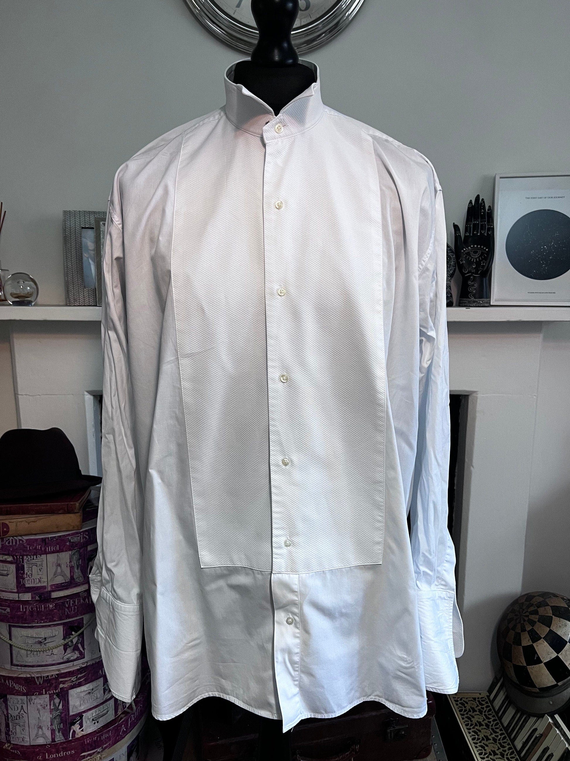 Vintage 80s does 1940s style White wing tip Shirt,  gents fress Shirt, vintage shirt, vintage shirt, mens shirt, vintage menswear, Wing Tip