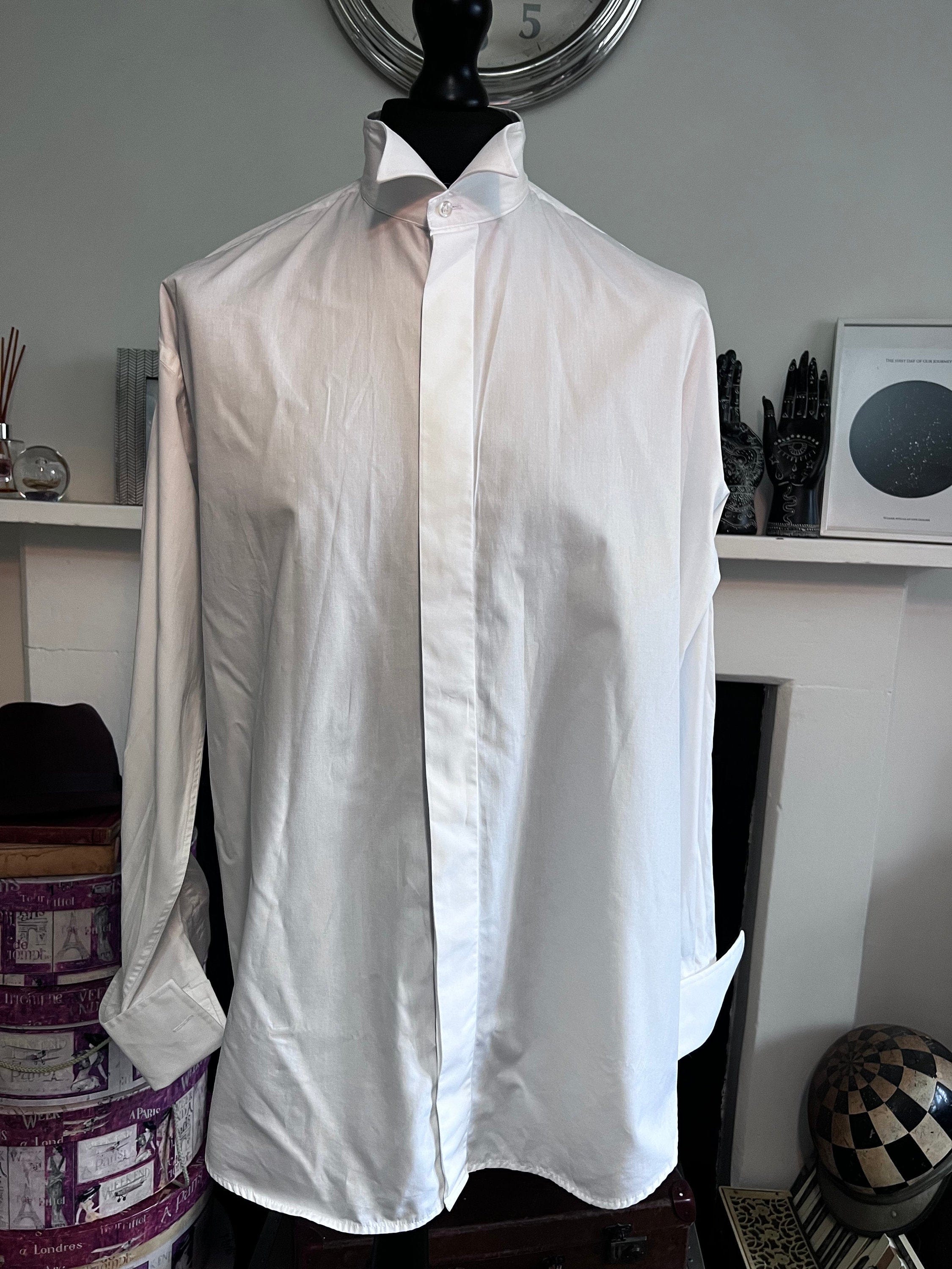 Vintage 80s does 1940s style White wing tip Shirt, gents fress