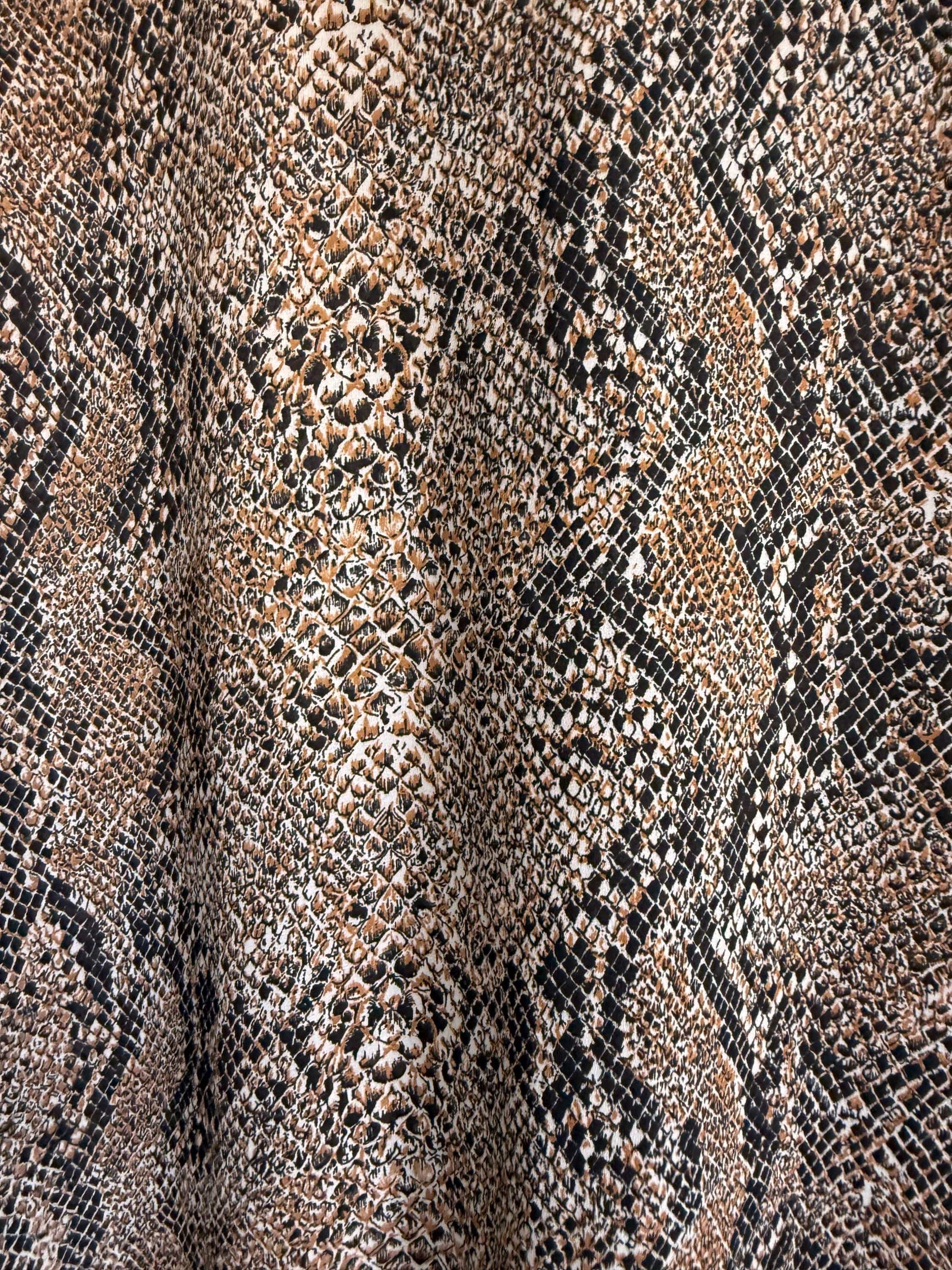 Vintage 90s Snakeskin Print Blouse UK 12 | Brown Animal Print Shirt | Lightweight Button Up Blouse | Y2K Neutral Top | Safari Chic