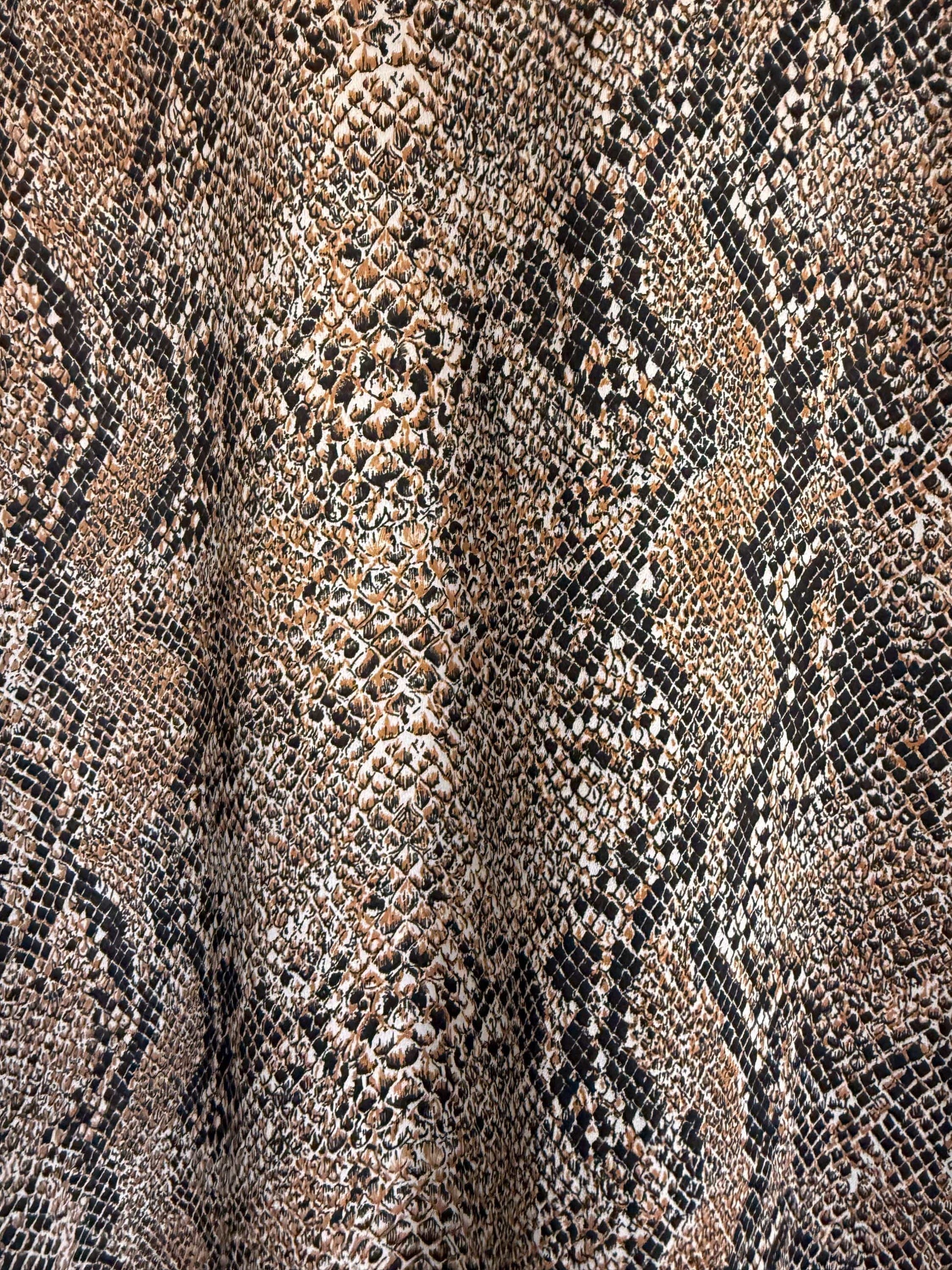 Vintage 90s Snakeskin Print Blouse UK 12 | Brown Animal Print Shirt | Lightweight Button Up Blouse | Y2K Neutral Top | Safari Chic