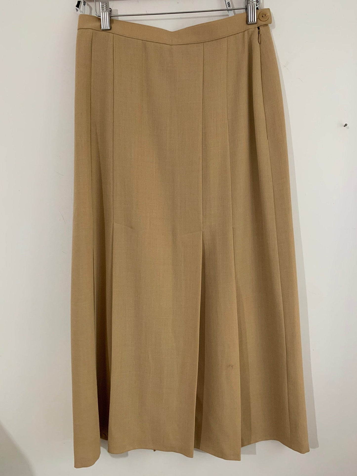 Vintage A Line Skirt BoxPleat Midi Length Dark Mustard Yellow UK 12-14