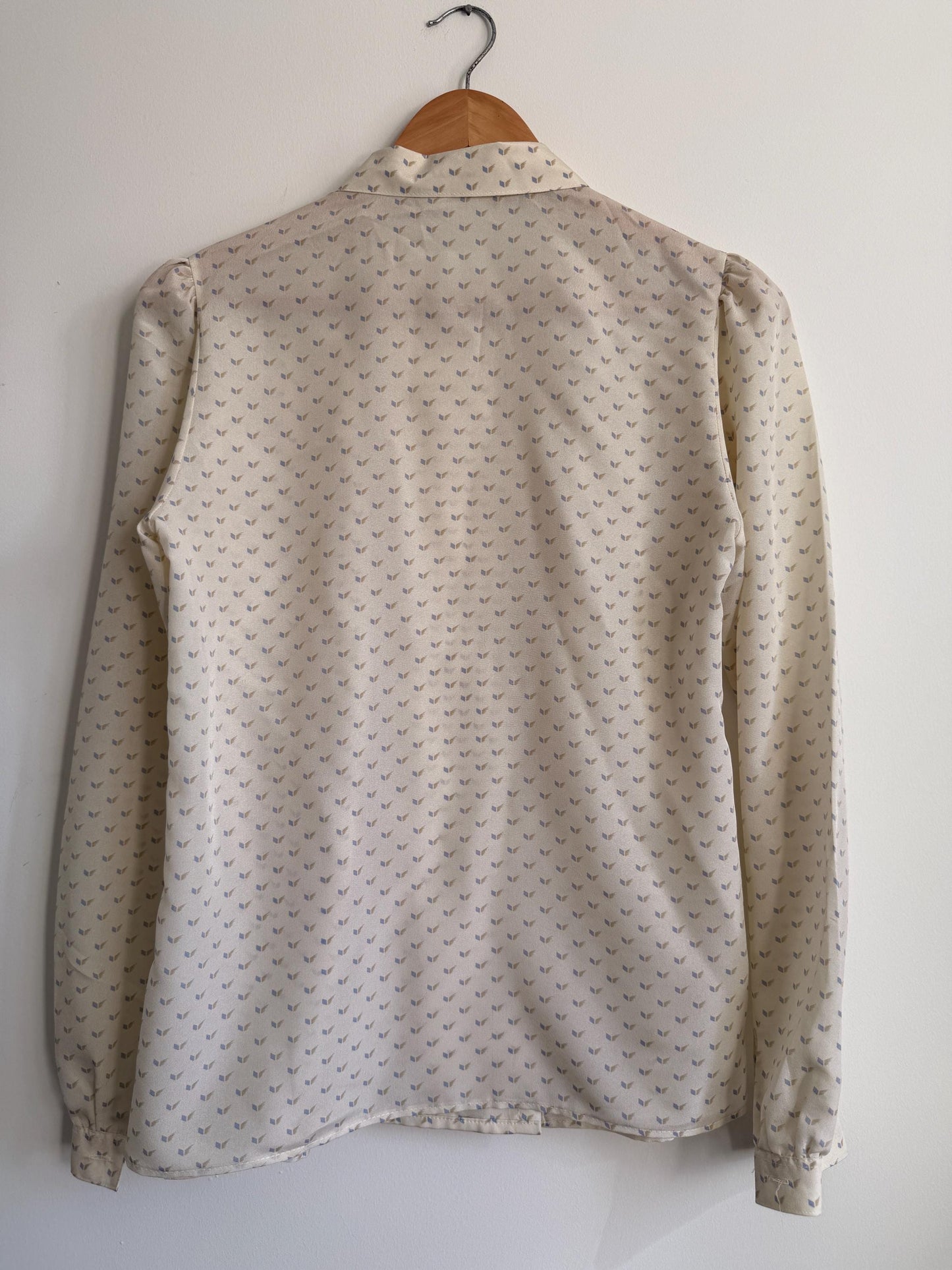 Vintage Alexon Cream Blouse Long Sleeve Printed Blouse Smart Vintage Shirt Secretary Blouse Office Wear Classic British Vintage