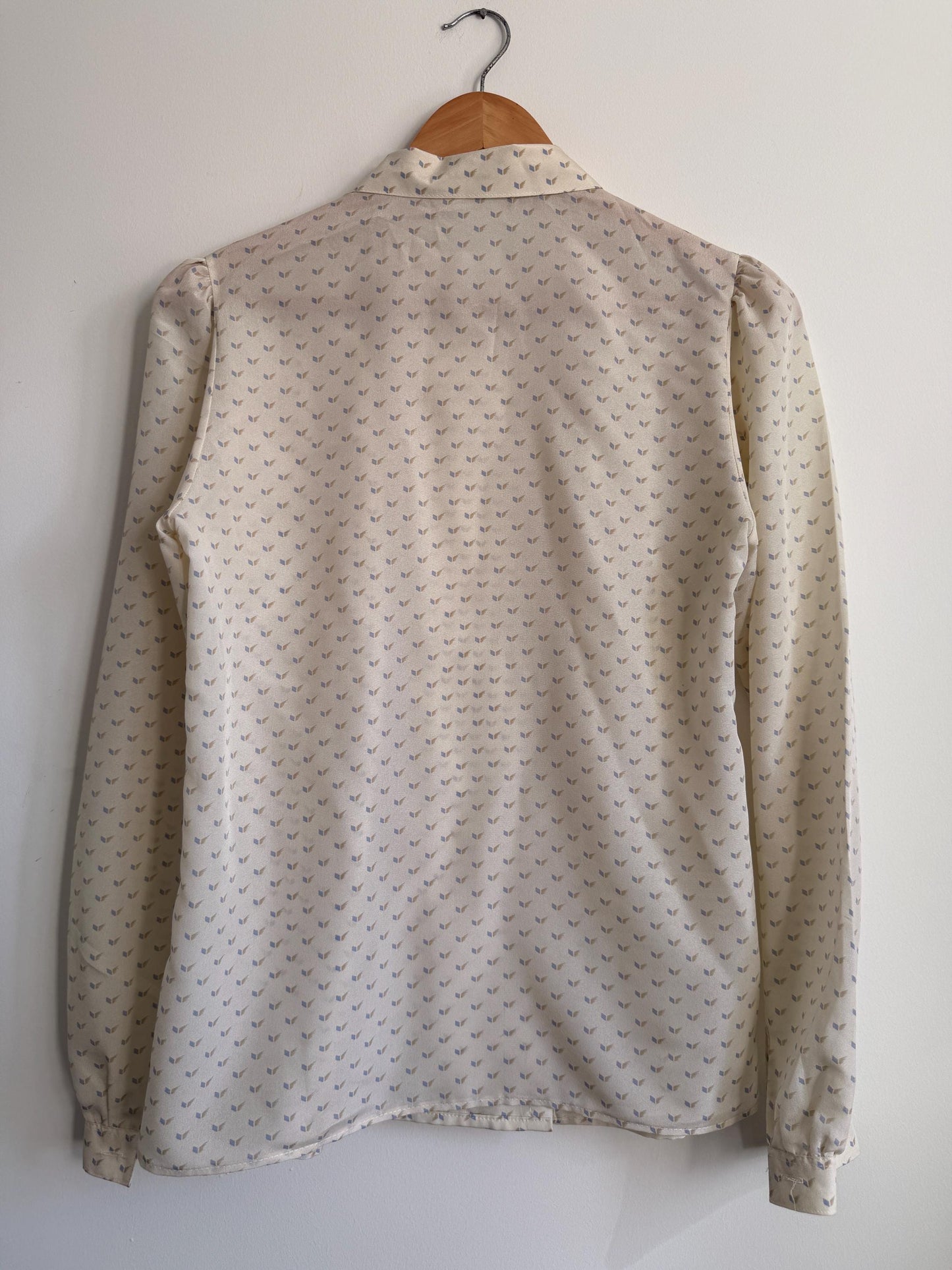 Vintage Alexon Cream Blouse Long Sleeve Printed Blouse Smart Vintage Shirt Secretary Blouse Office Wear Classic British Vintage
