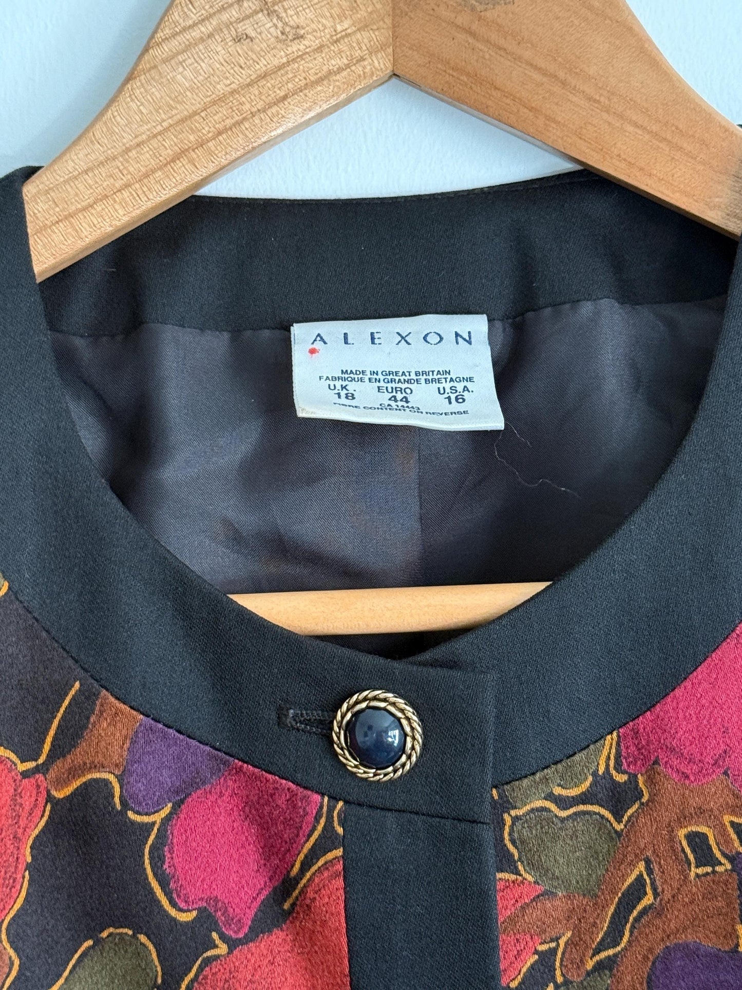 Vintage Alexon Floral Jacket | Designer Floral Blazer | Autumn Botanical Jacket | Smart Occasion Jacket | Luxury Vintage Womenswear