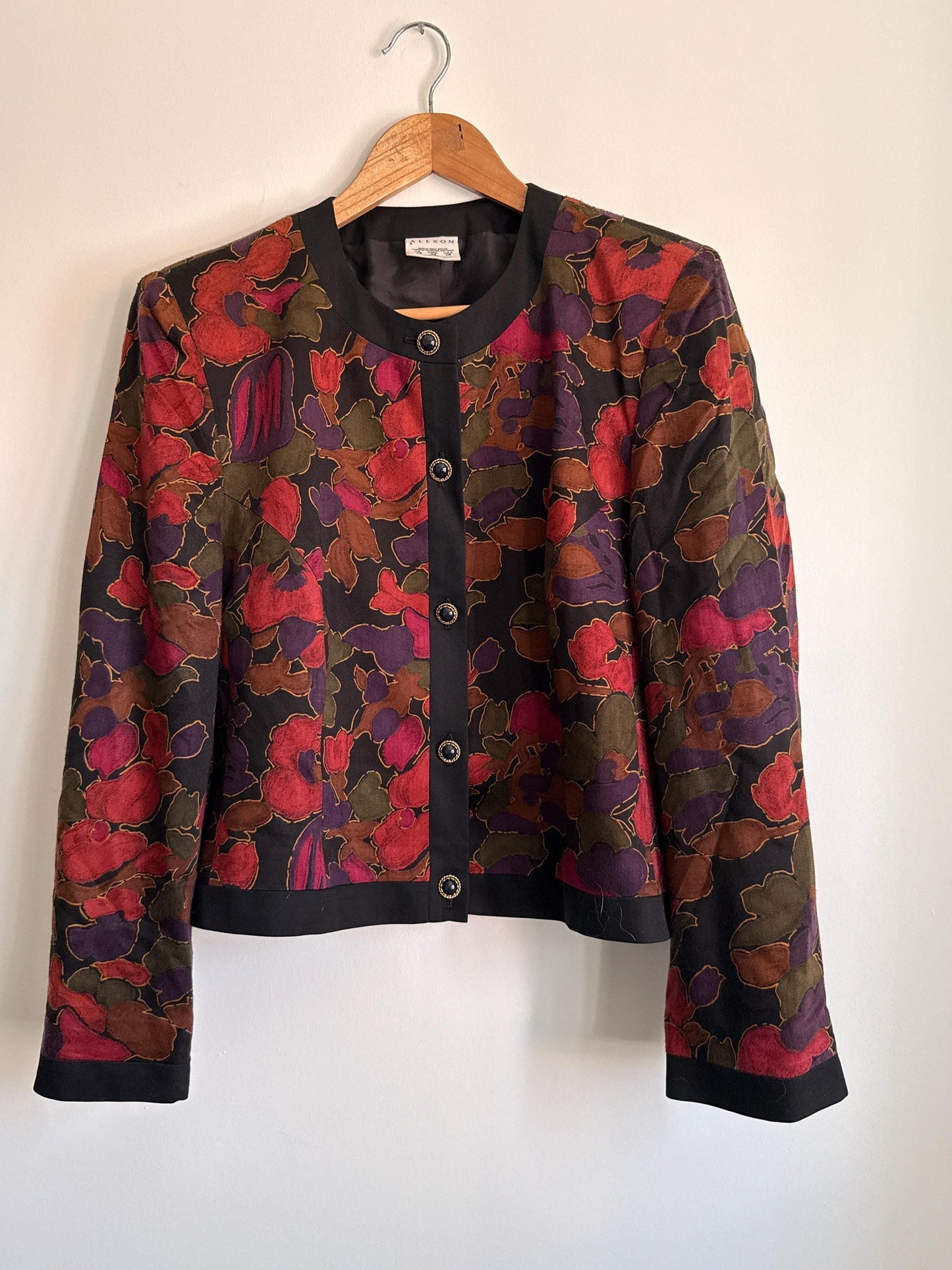 Vintage Alexon Floral Jacket | Designer Floral Blazer | Autumn Botanical Jacket | Smart Occasion Jacket | Luxury Vintage Womenswear