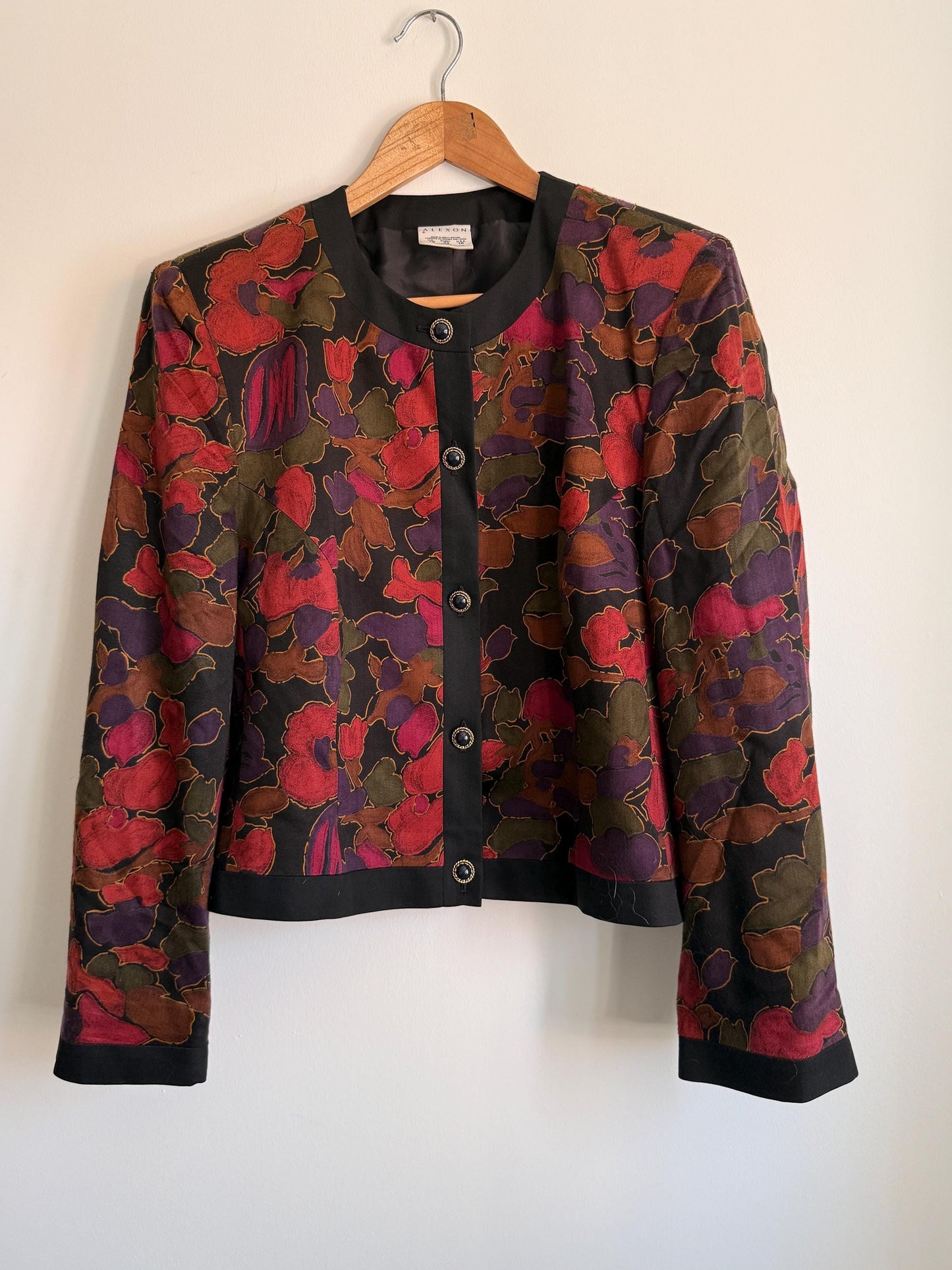 Vintage Alexon Floral Jacket | Designer Floral Blazer | Autumn Botanical Jacket | Smart Occasion Jacket | Luxury Vintage Womenswear