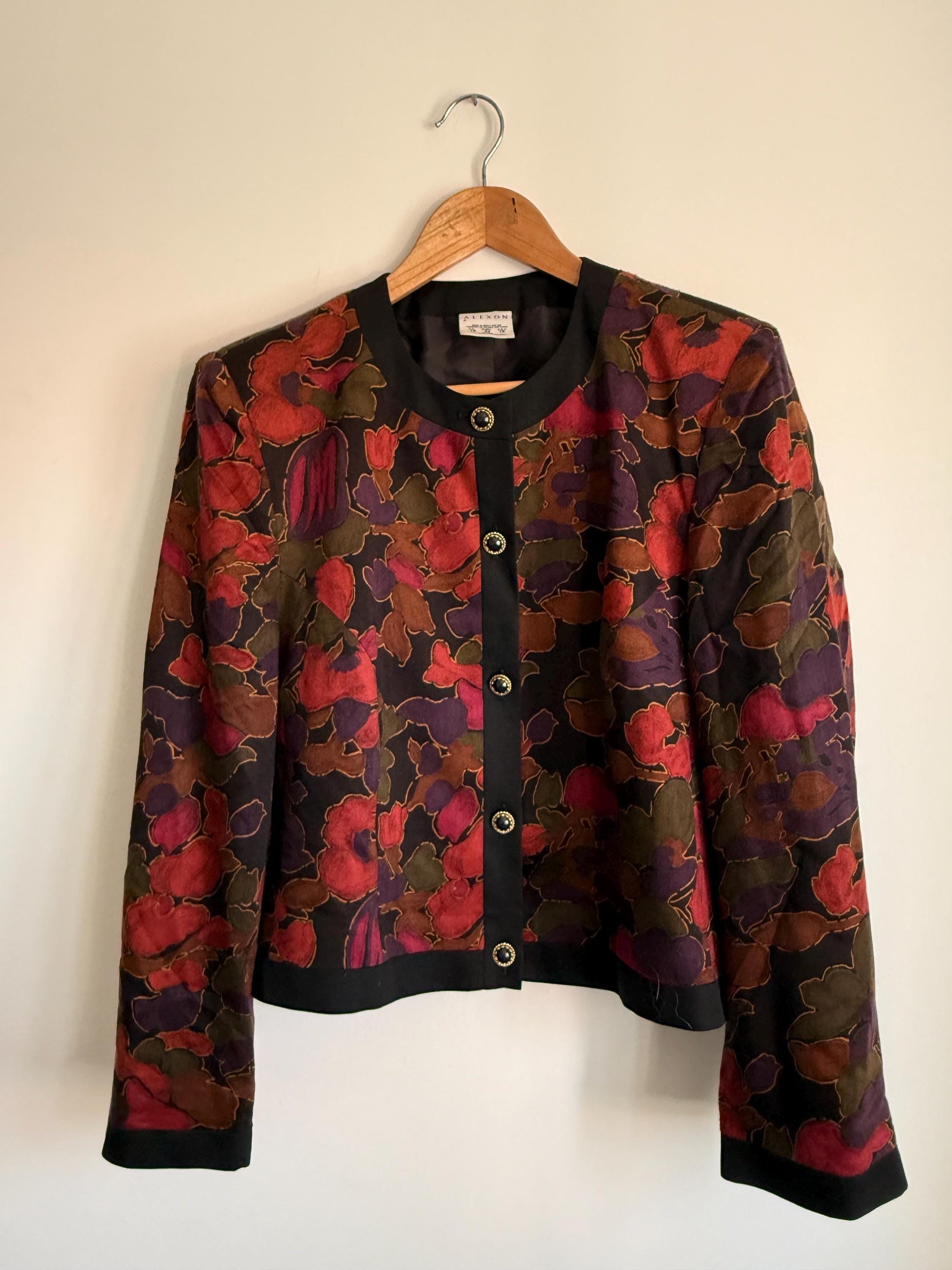 Vintage Alexon Floral Jacket | Designer Floral Blazer | Autumn Botanical Jacket | Smart Occasion Jacket | Luxury Vintage Womenswear