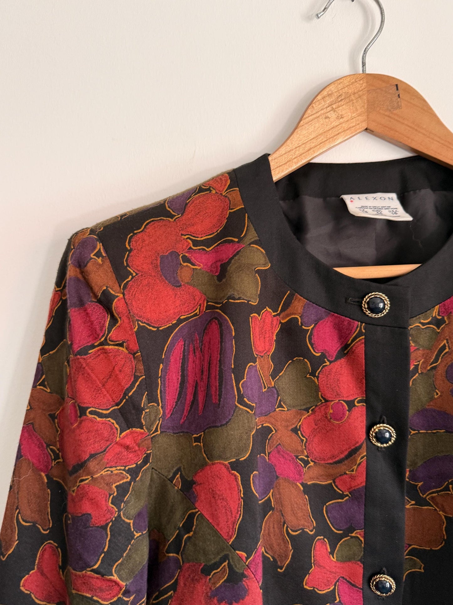 Vintage Alexon Floral Jacket | Designer Floral Blazer | Autumn Botanical Jacket | Smart Occasion Jacket | Luxury Vintage Womenswear