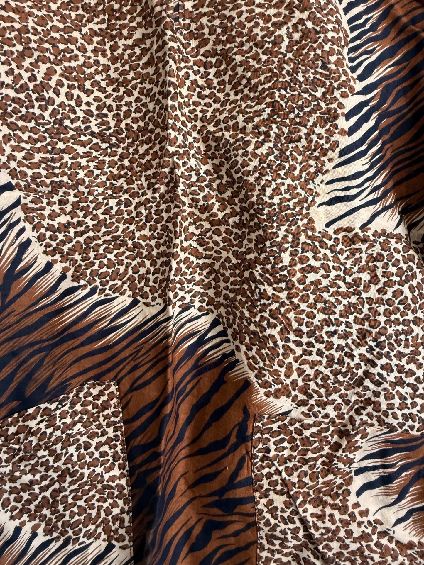 Vintage Animal Print Blouse | 90s Safari Print Top | Leopard & Tiger Print Shirt | Women's Vintage Short Sleeve Blouse | Jungle Print Top