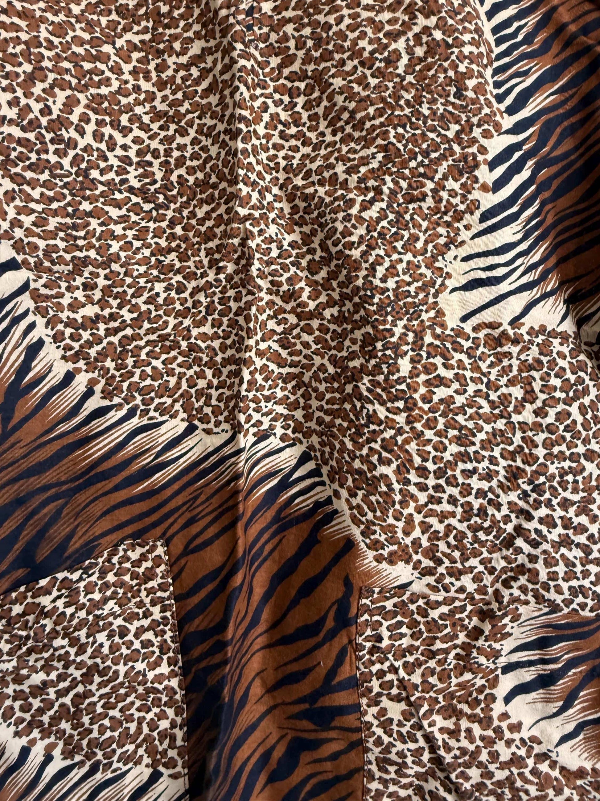 Vintage Animal Print Blouse | 90s Safari Print Top | Leopard & Tiger Print Shirt | Women's Vintage Short Sleeve Blouse | Jungle Print Top