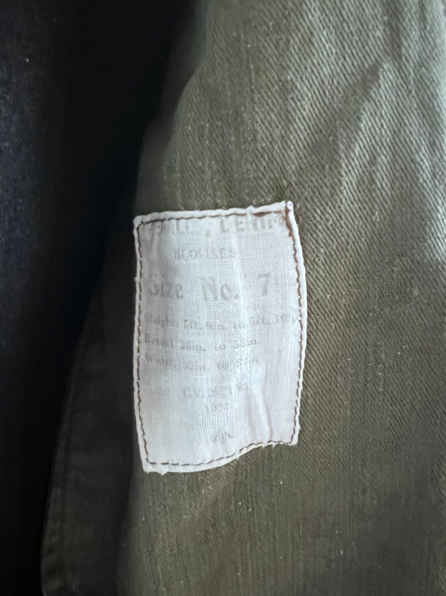 Vintage 1952 British Army Royal Marines Military Overalls Denim Blouse Olive Green Jacket S/M