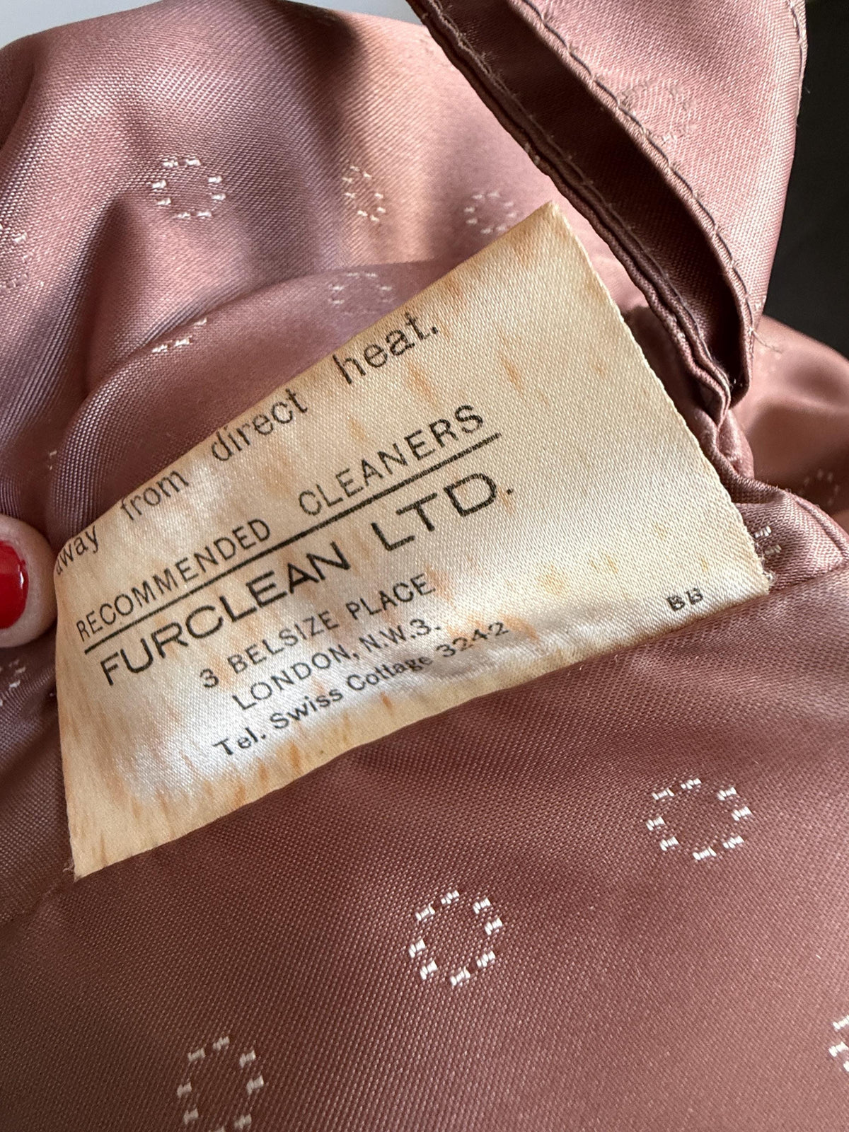 Vintage Astraka Faux Fur Coat, Taupe Courtelle, Plush Collar, Pink Lining