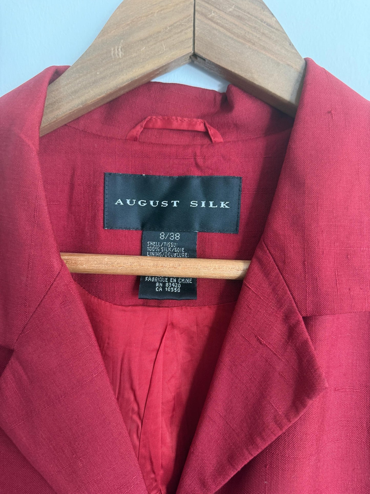 Vintage August Silk 100% Silk Jacket UK 10 | Burgundy Silk Blazer | Mandarin Frog Fastening Jacket | 1990s Silk Evening Jacket