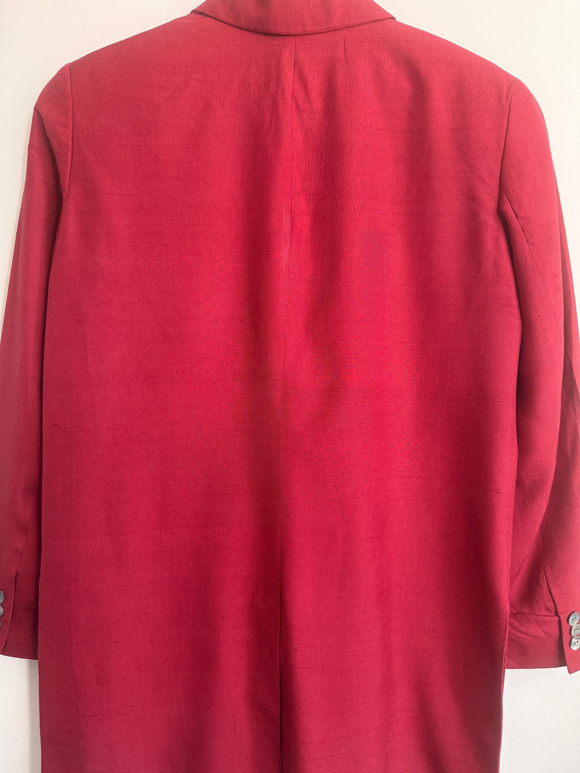 Vintage August Silk 100% Silk Jacket UK 10 | Burgundy Silk Blazer | Mandarin Frog Fastening Jacket | 1990s Silk Evening Jacket