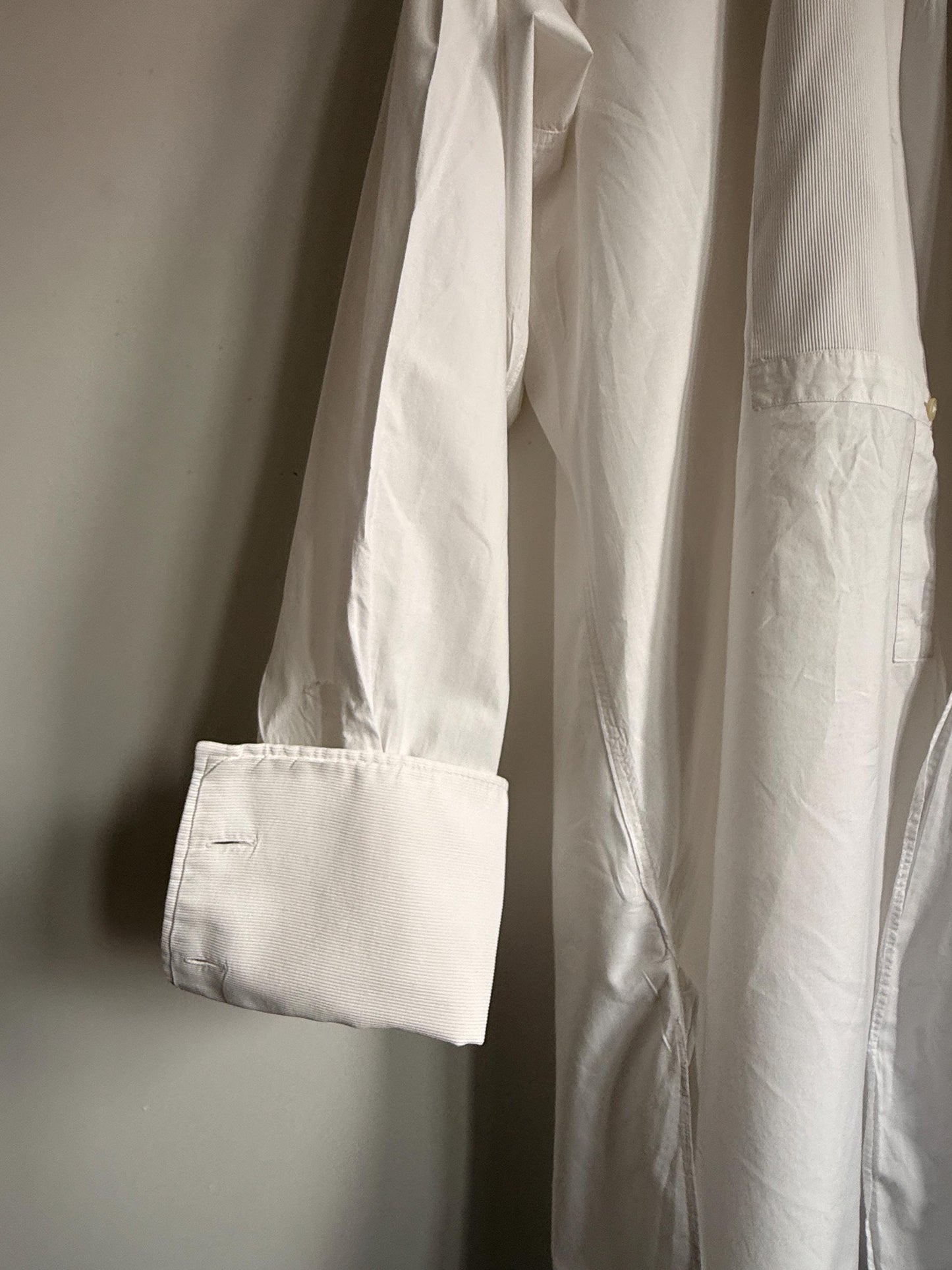 Vintage Austin Reed White Bib Front Dress Shirt Detachable Collar Formal Evening Shirt