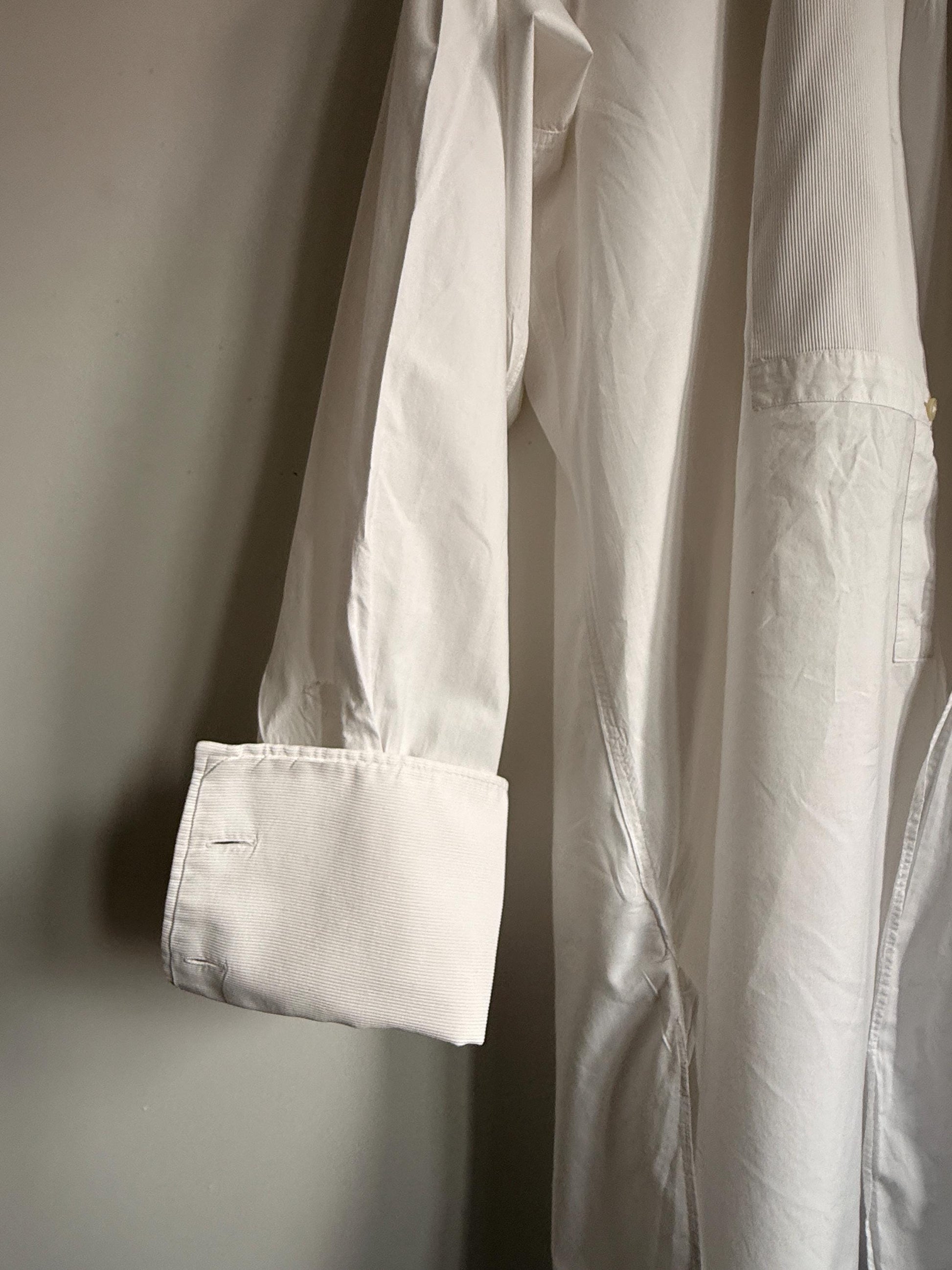 Vintage Austin Reed White Bib Front Dress Shirt Detachable Collar Formal Evening Shirt