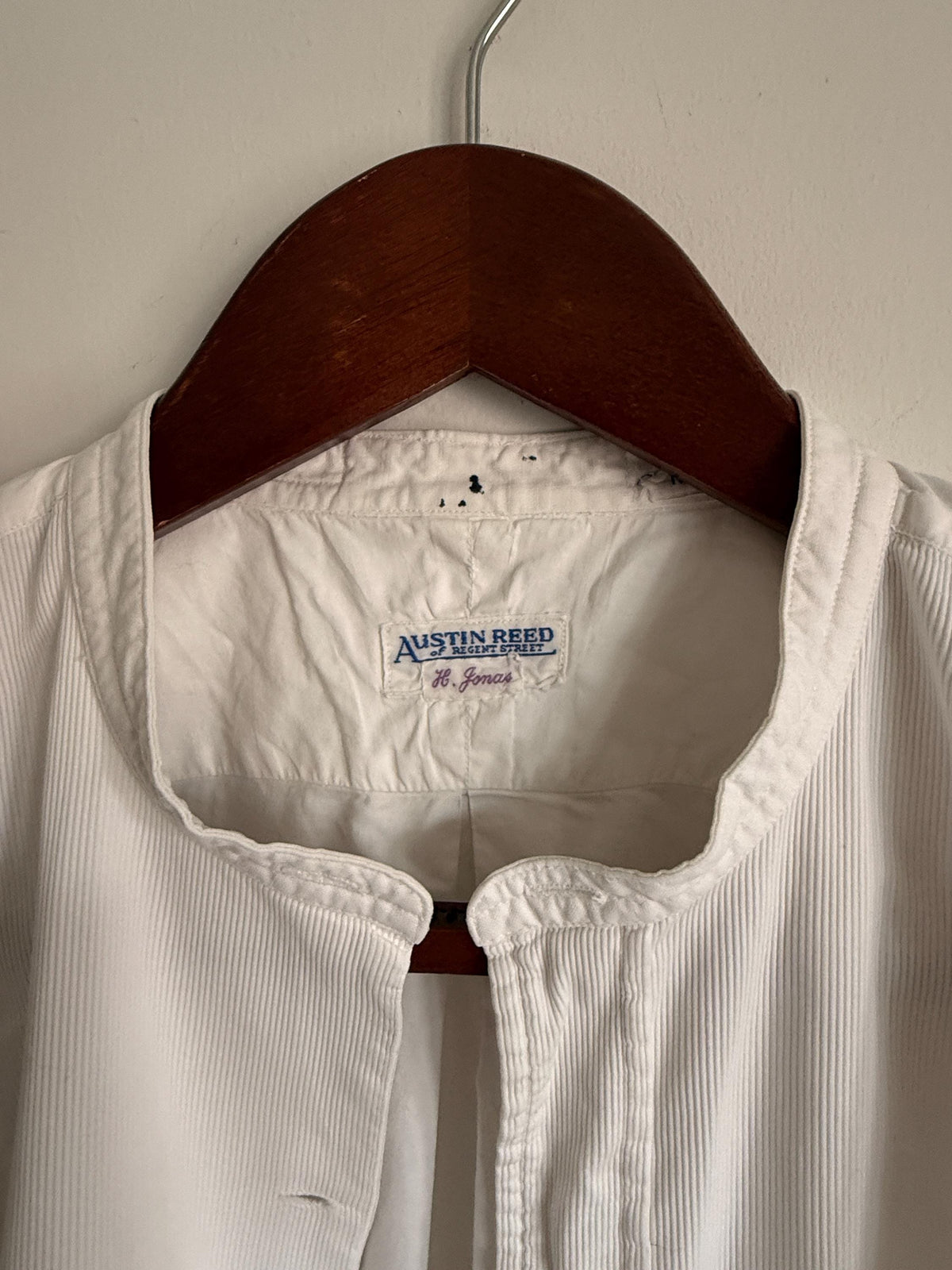 Vintage Austin Reed White Bib Front Dress Shirt Detachable Collar Formal Evening Shirt