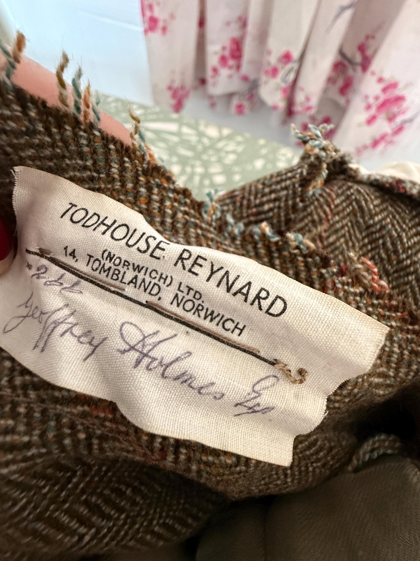 Vintage Bespoke Men's Tweed Two-Piece Style Suit Todhouse Reynard Norwich Tailored Herringbone Tweed Waistcoat & Trousers Country Gentleman