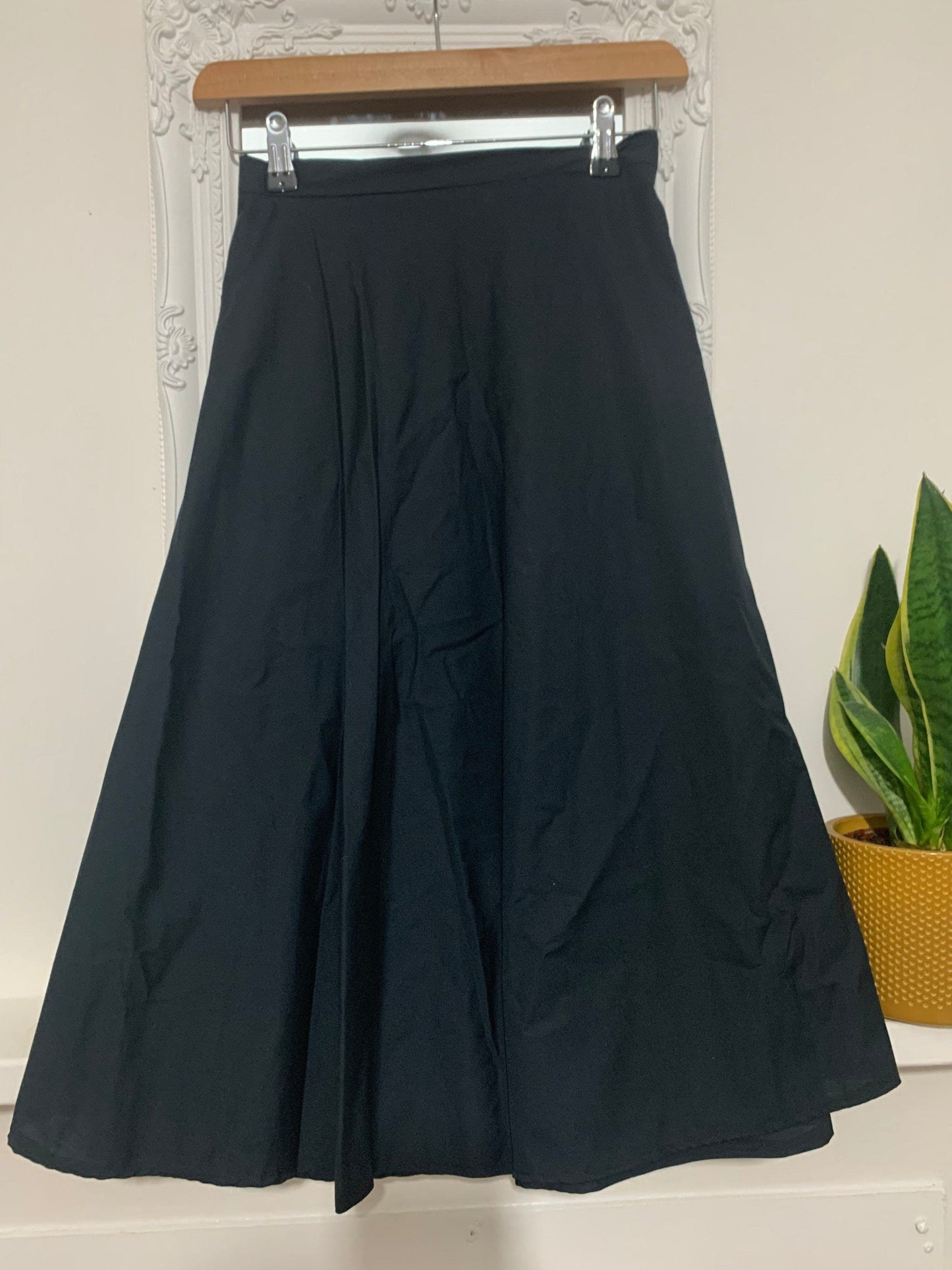 70s Black Circle Skirt - wrap Circle Skirt - UK8 - Hand Made Vintage