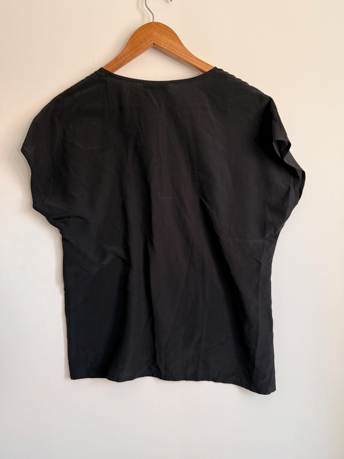 Vintage Black Minimalist Jacques Vert Blouse | Boxy Cotton Top | Capsule Wardrobe | Scandinavian Style | Smart Casual Women's Top