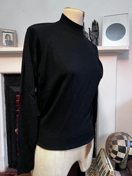 Vintage Black Jumper fine knit Jumper pullover Long Sleeve Jumper 1950s black turtle Neck Jumper, vintage knitwear, vintage jumper, black