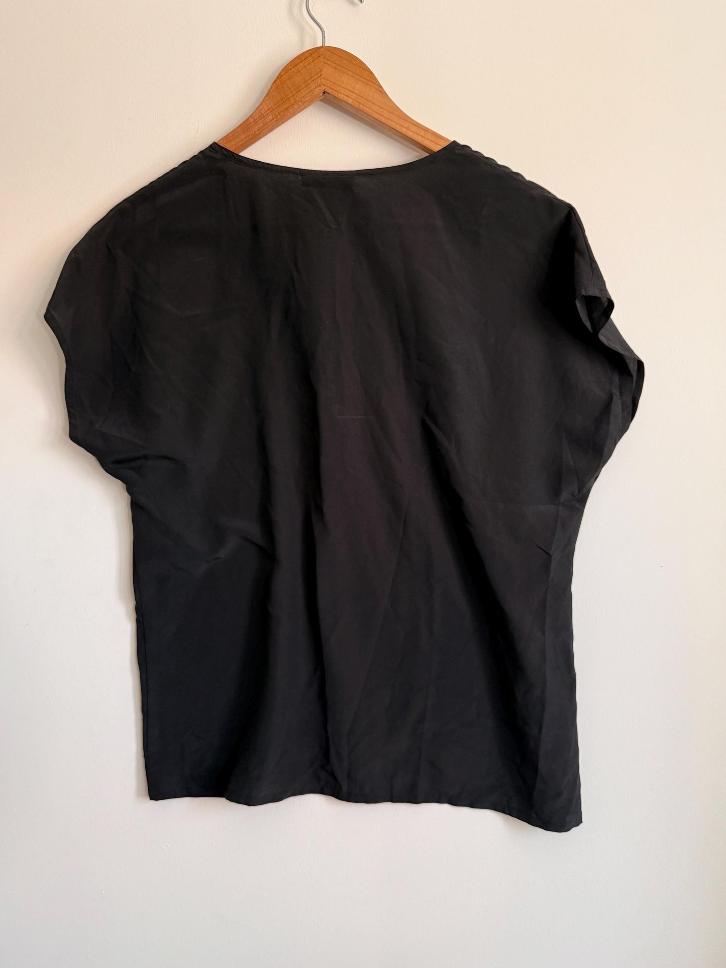 Vintage Black Minimalist Alexon Blouse | Boxy Cotton Top | Capsule Wardrobe | Scandinavian Style | Smart Casual Women's Top