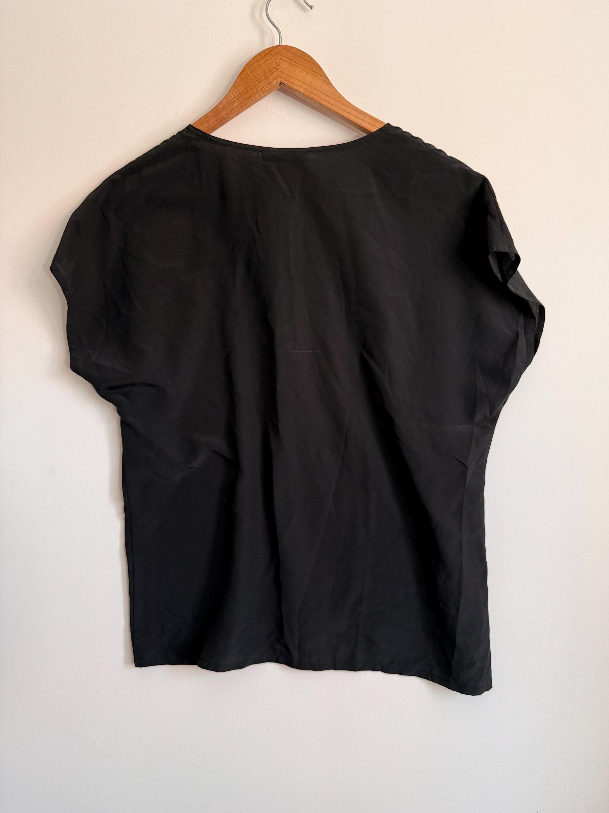Vintage Black Minimalist Alexon Blouse | Boxy Cotton Top | Capsule Wardrobe | Scandinavian Style | Smart Casual Women's Top