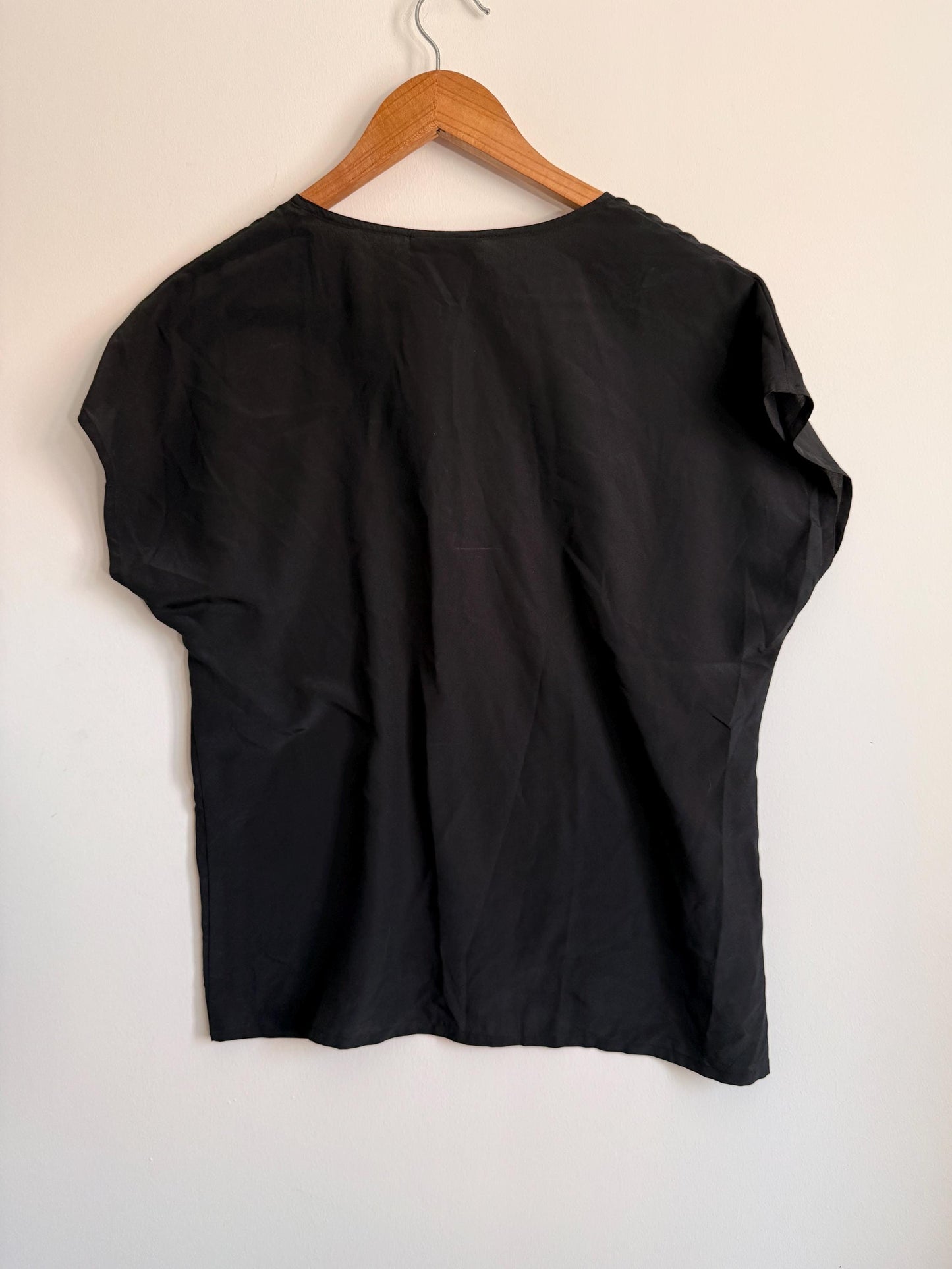 Vintage Black Minimalist Alexon Blouse | Boxy Cotton Top | Capsule Wardrobe | Scandinavian Style | Smart Casual Women's Top