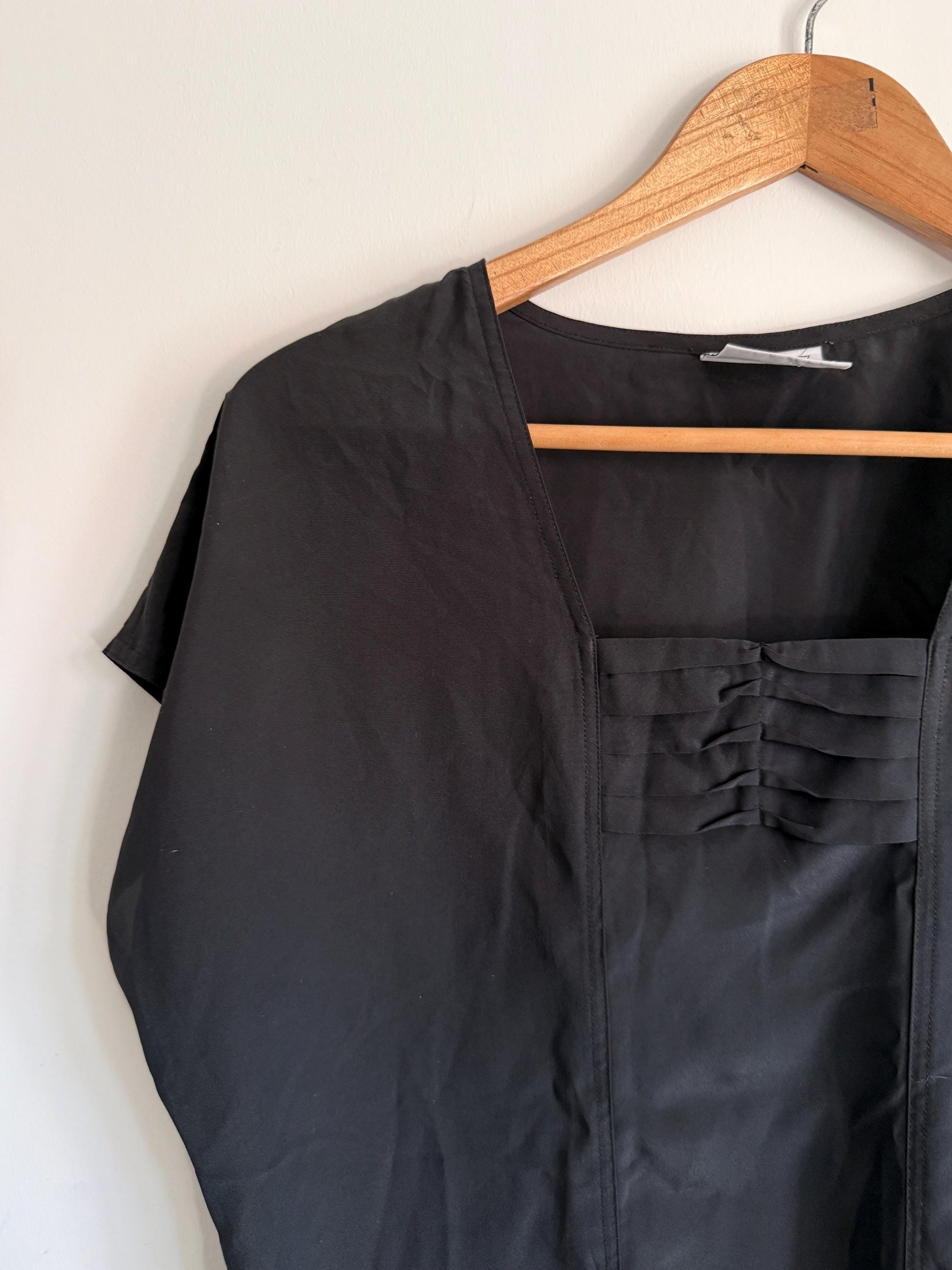 Vintage Black Minimalist Alexon Blouse | Boxy Cotton Top | Capsule Wardrobe | Scandinavian Style | Smart Casual Women's Top