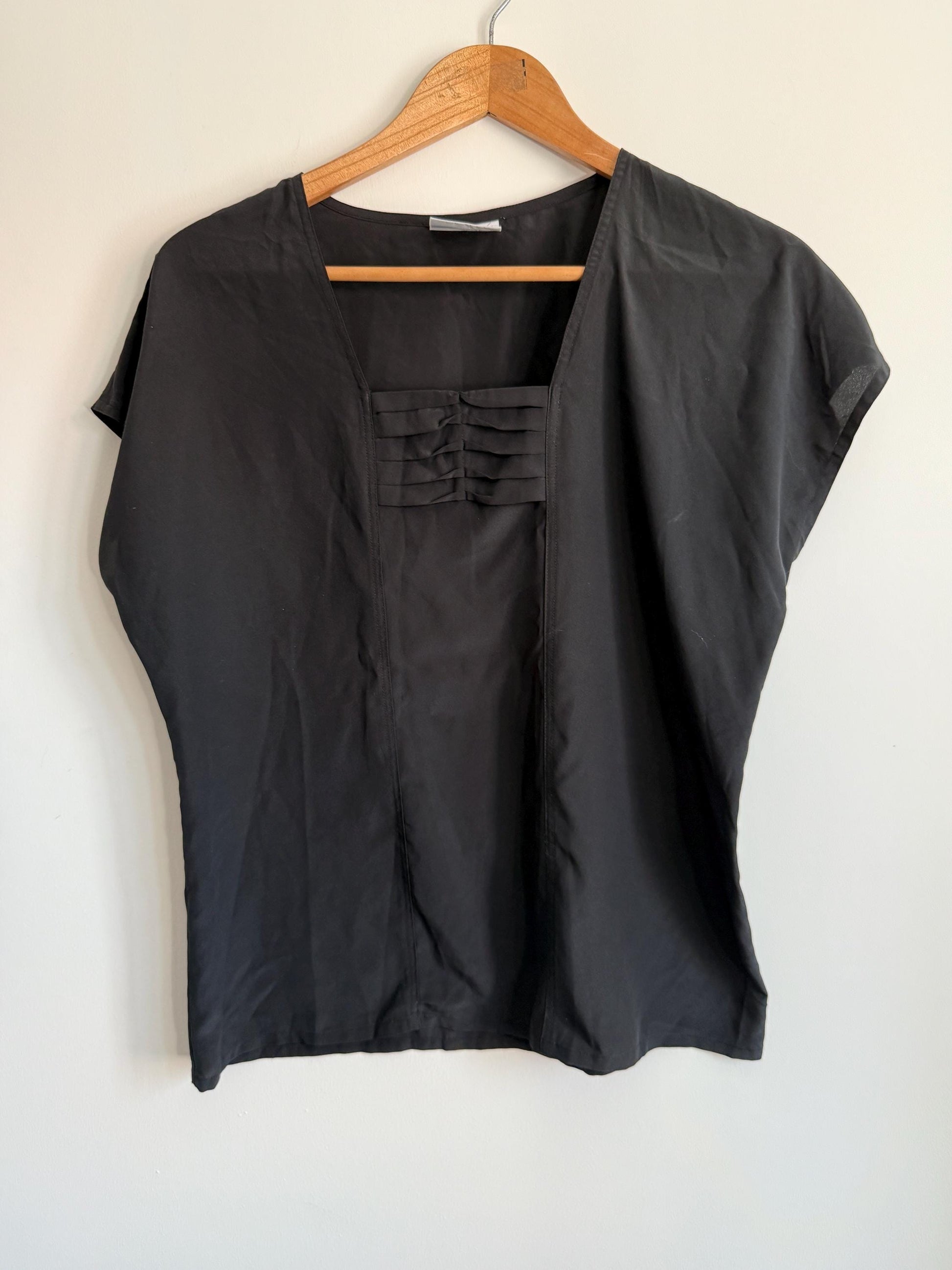 Vintage Black Minimalist Alexon Blouse | Boxy Cotton Top | Capsule Wardrobe | Scandinavian Style | Smart Casual Women's Top