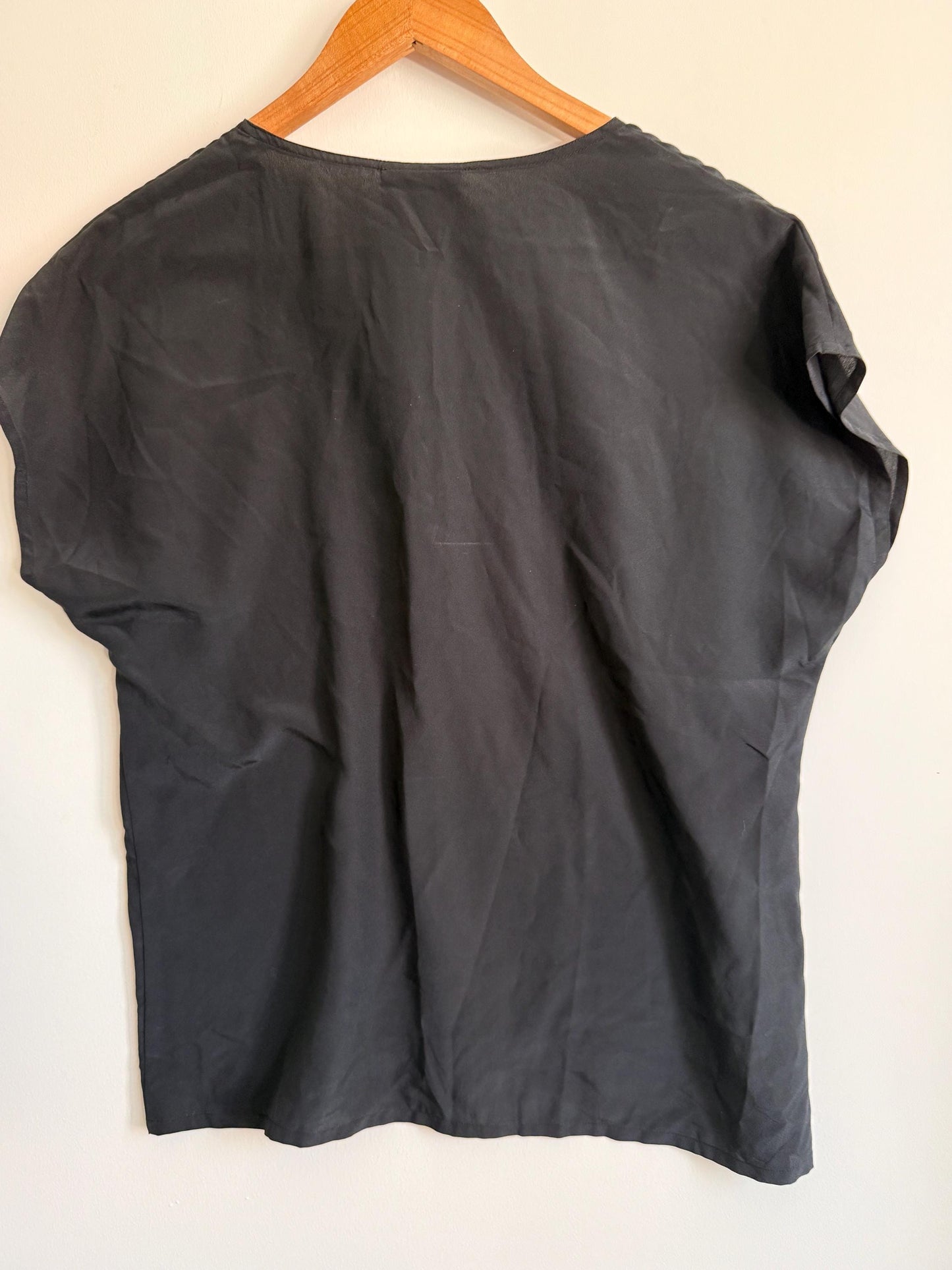 Vintage Black Minimalist Alexon Blouse | Boxy Cotton Top | Capsule Wardrobe | Scandinavian Style | Smart Casual Women's Top