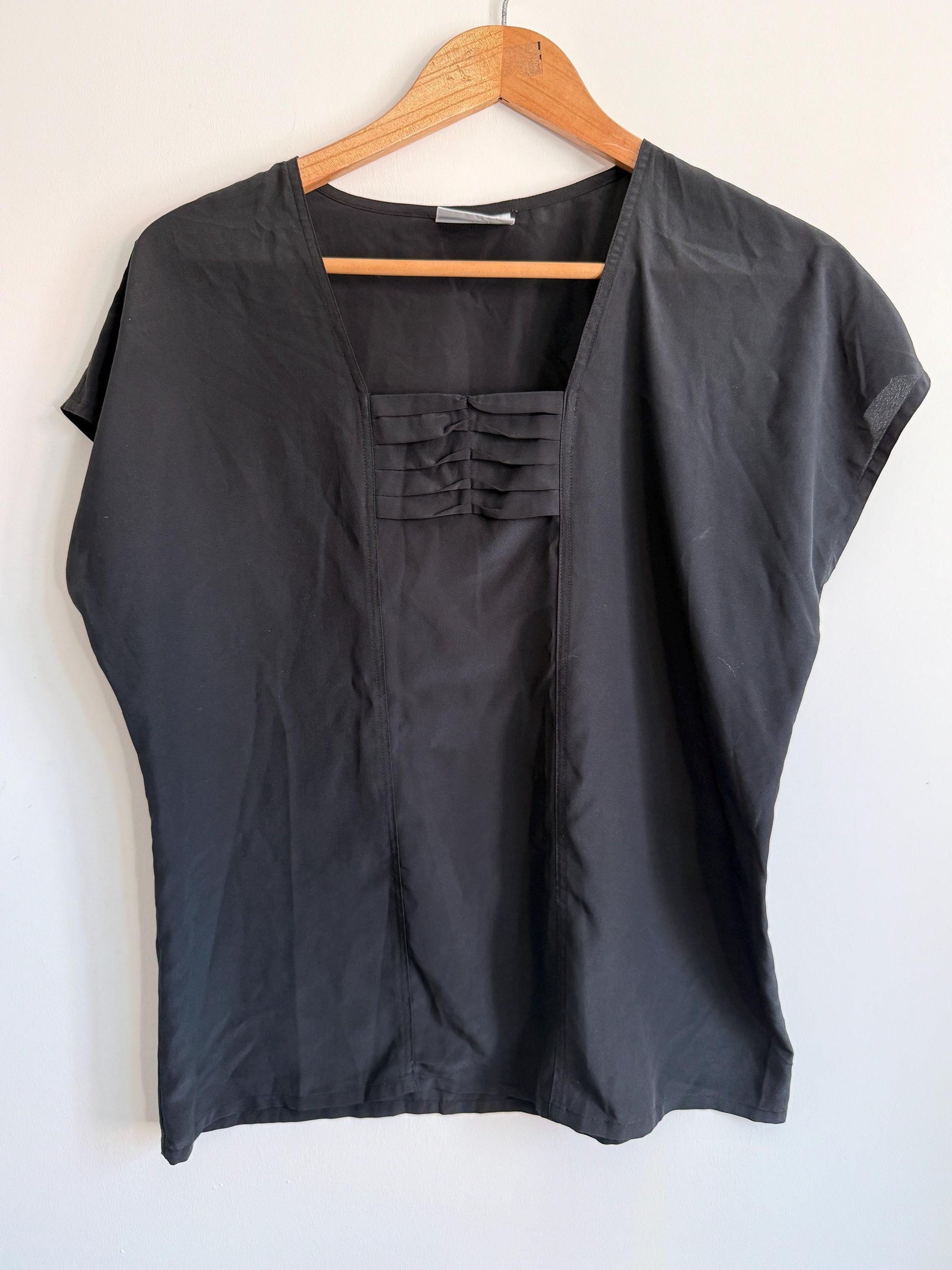 Vintage Black Minimalist Alexon Blouse | Boxy Cotton Top | Capsule Wardrobe | Scandinavian Style | Smart Casual Women's Top