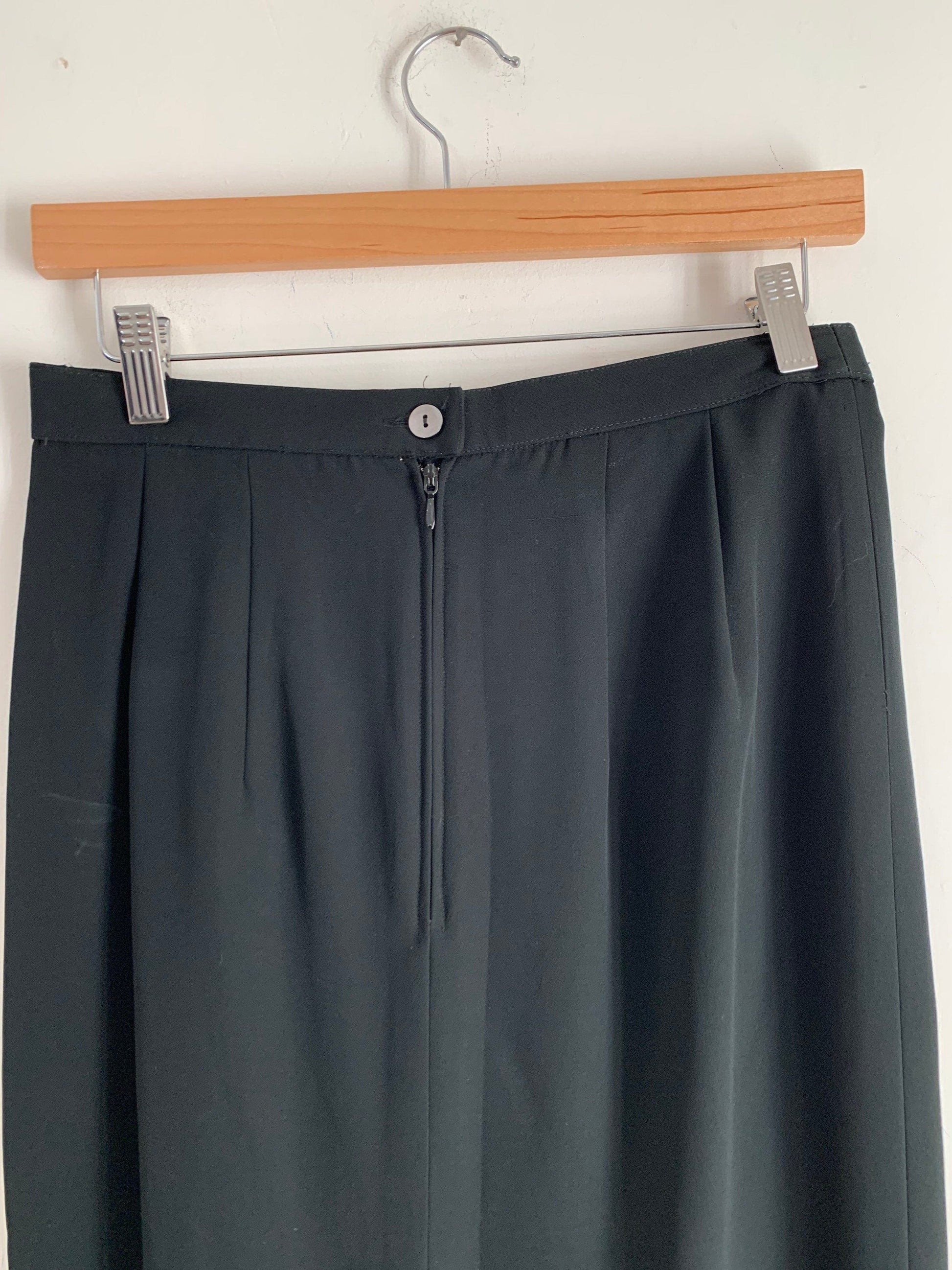 Vintage Black Pencil Skirt Knee Length UK Size 8-10