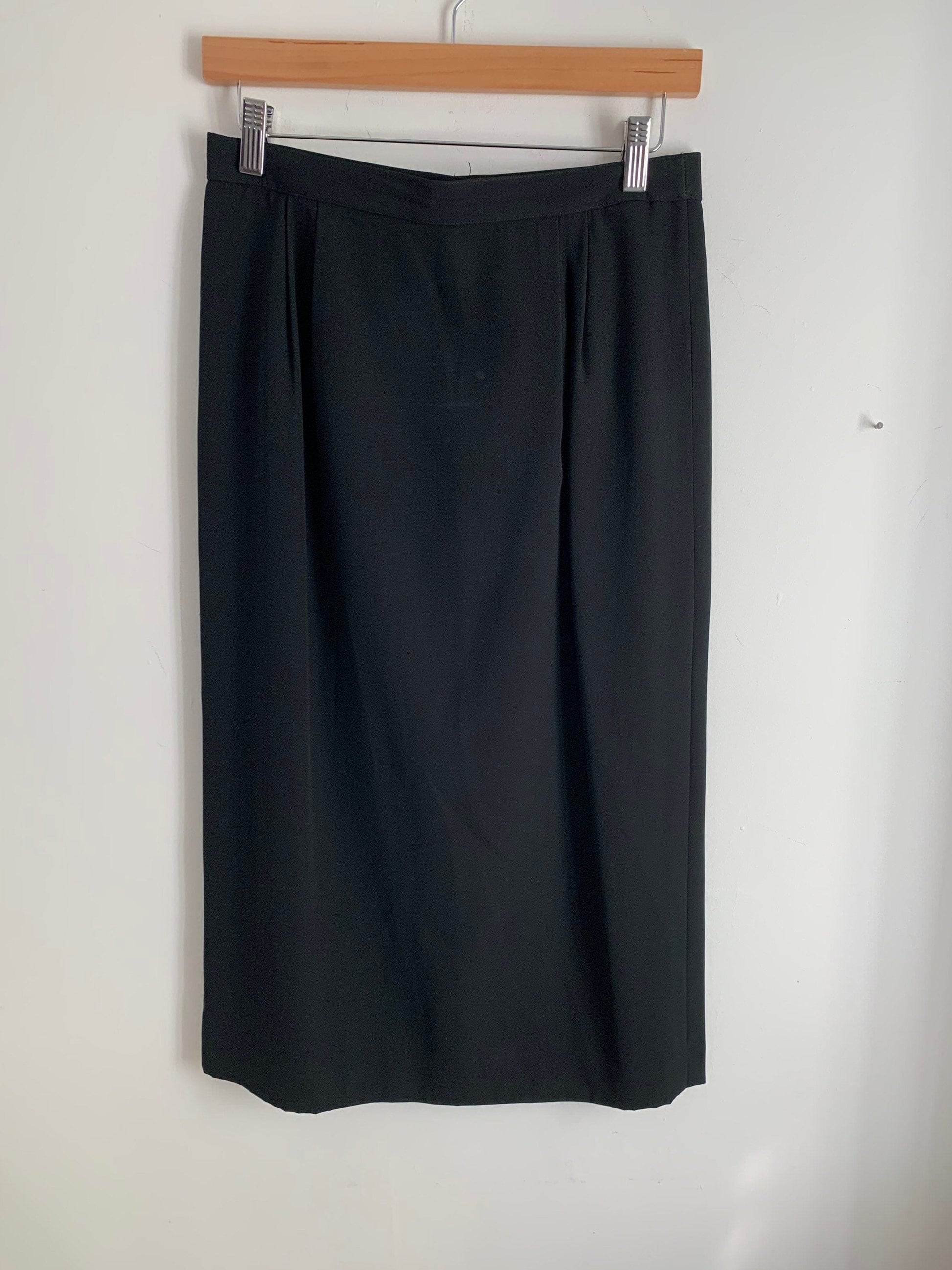 Vintage Black Pencil Skirt Knee Length UK Size 8-10