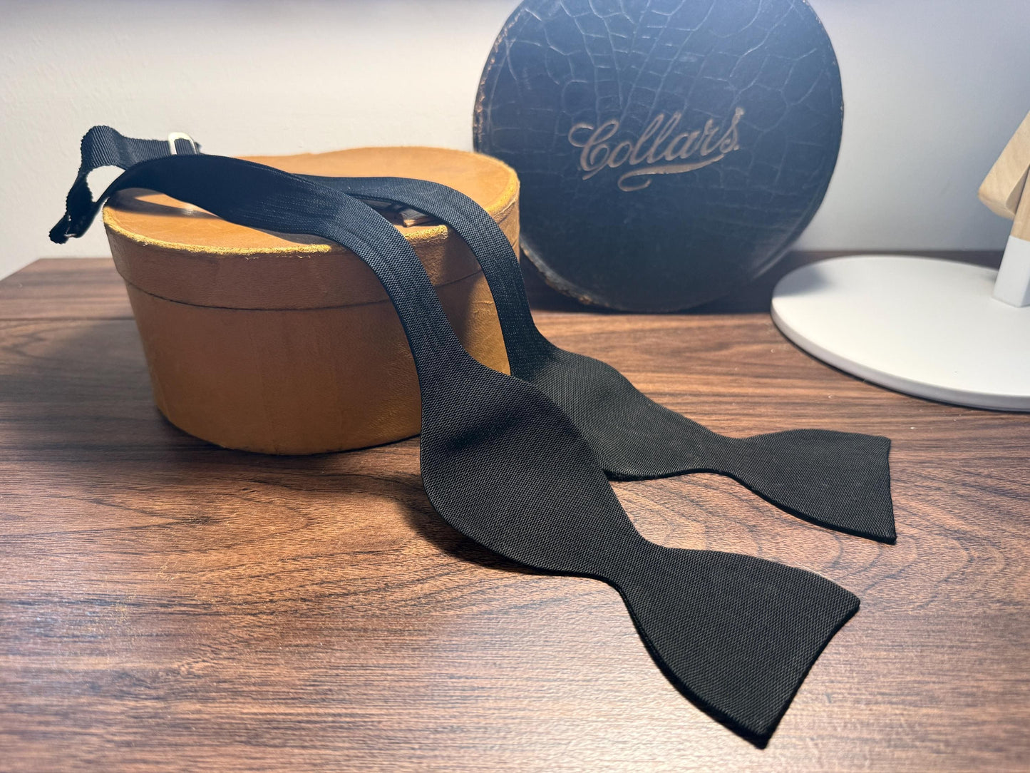 Vintage Black Satin Self-Tie Bow Tie | Classic Formal Evening Wear