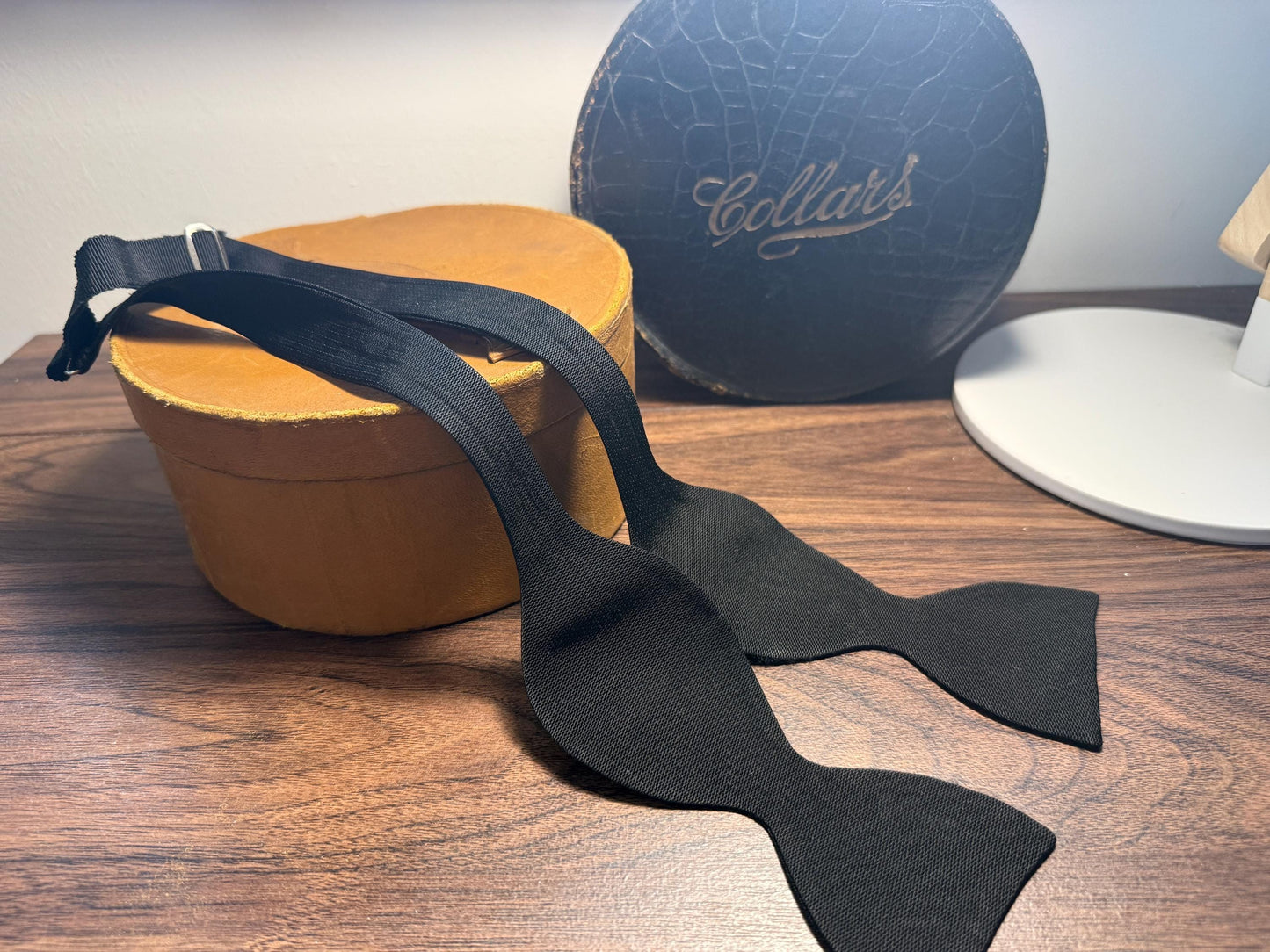Vintage Black Satin Self-Tie Bow Tie | Classic Formal Evening Wear
