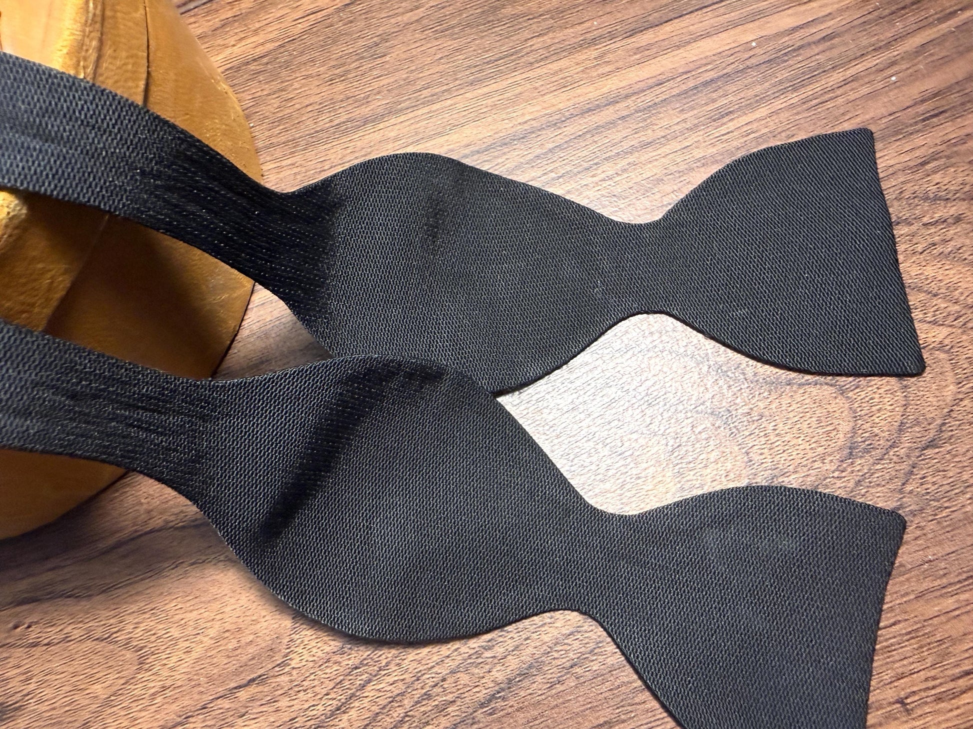 Vintage Black Satin Self-Tie Bow Tie | Classic Formal Evening Wear