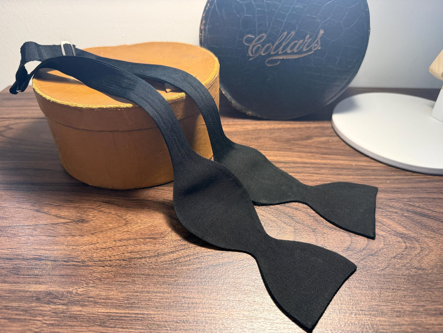 Vintage Black Satin Self-Tie Bow Tie | Classic Formal Evening Wear