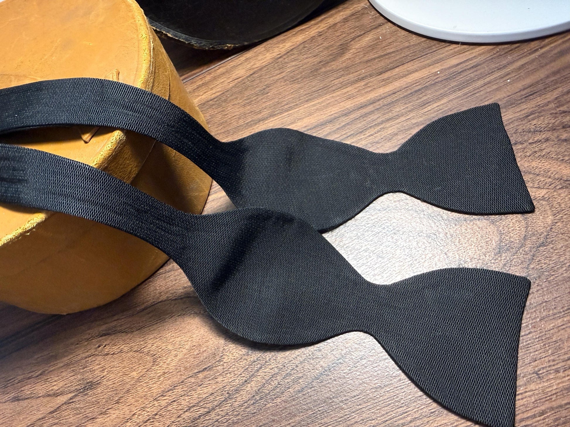 Vintage Black Satin Self-Tie Bow Tie | Classic Formal Evening Wear