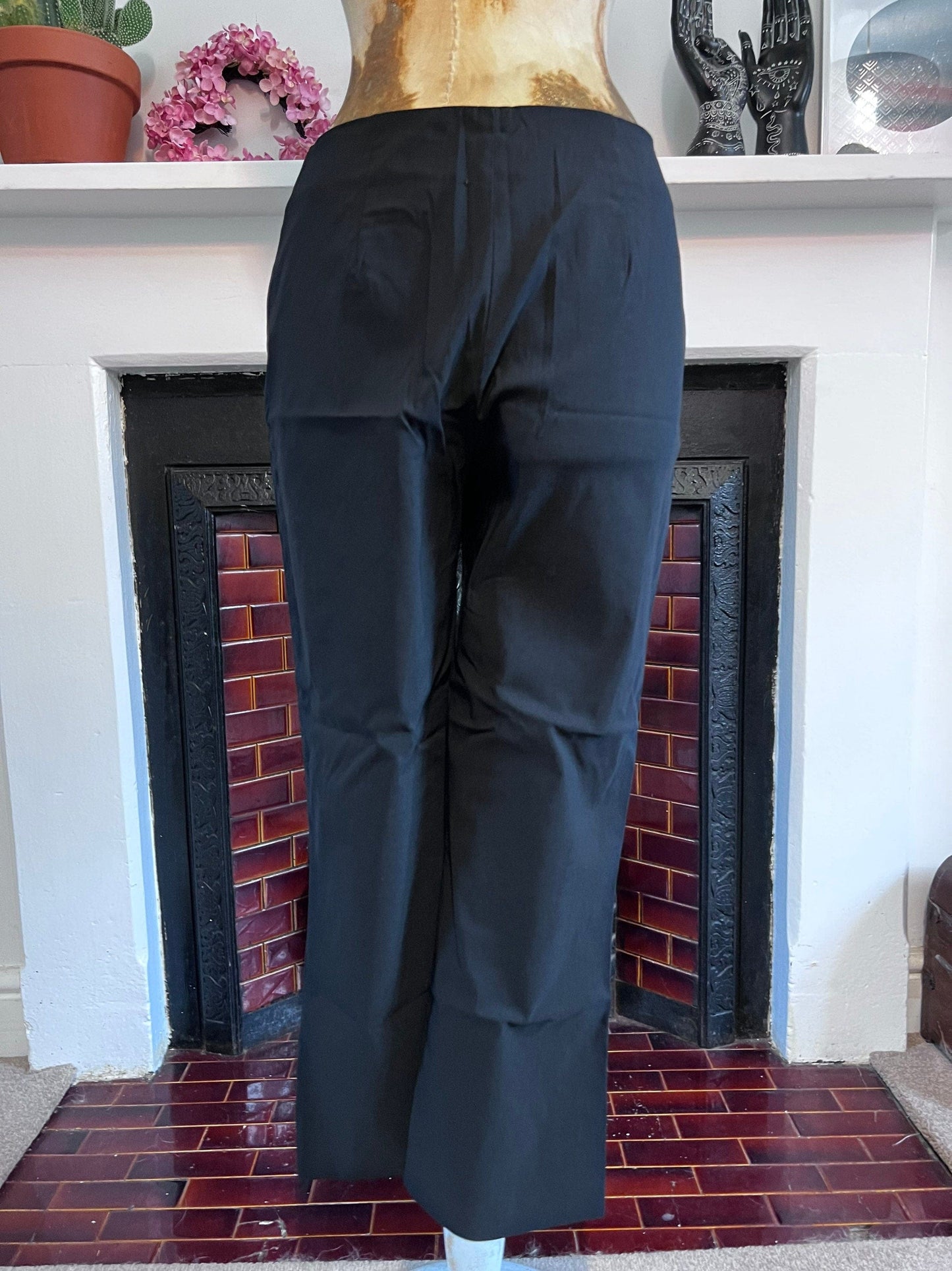 Vintage black trousers beaded kick flare high waisted ladies trousers black - UK8-12