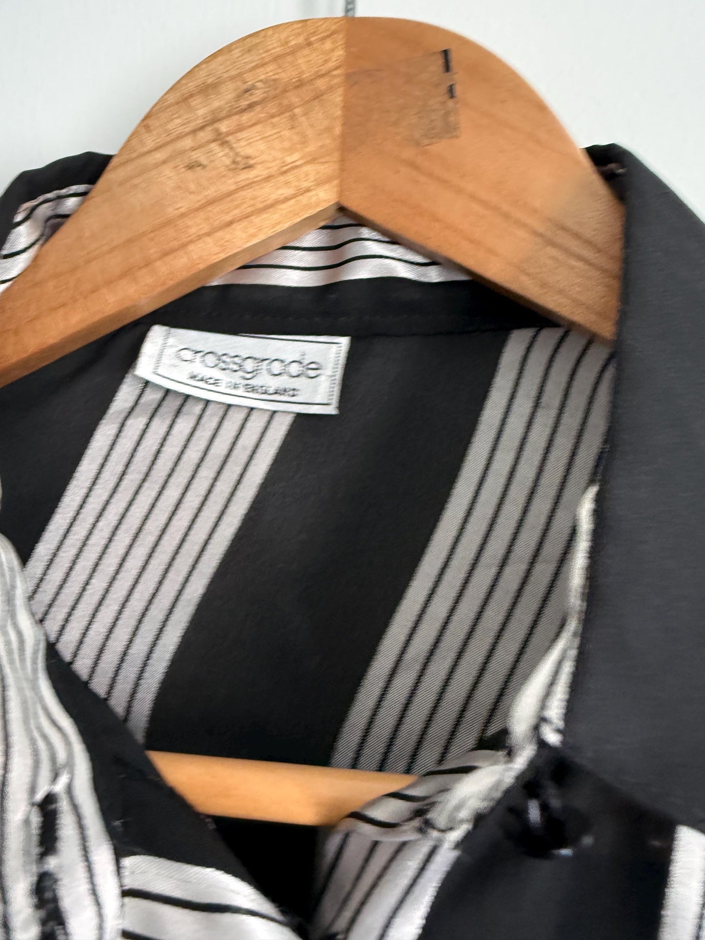 Vintage Black White Stripe Blouse | Sheer Chiffon Shirt | 90s Monochrome Blouse | Statement Stripe Top | UK 12