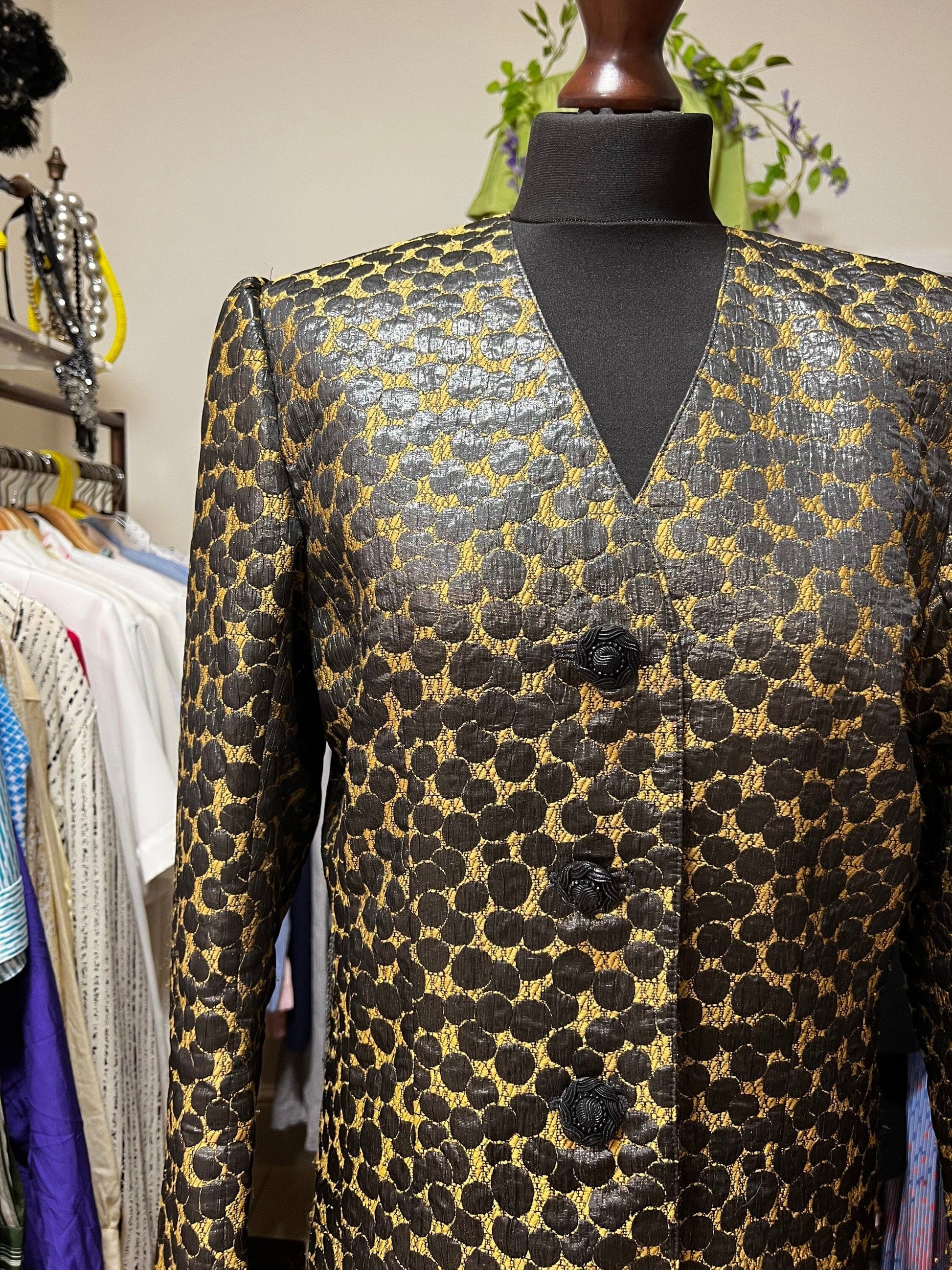 Vintage Hardy Amies Blazer Evening Jacket Leopard Print - 12 - Longline