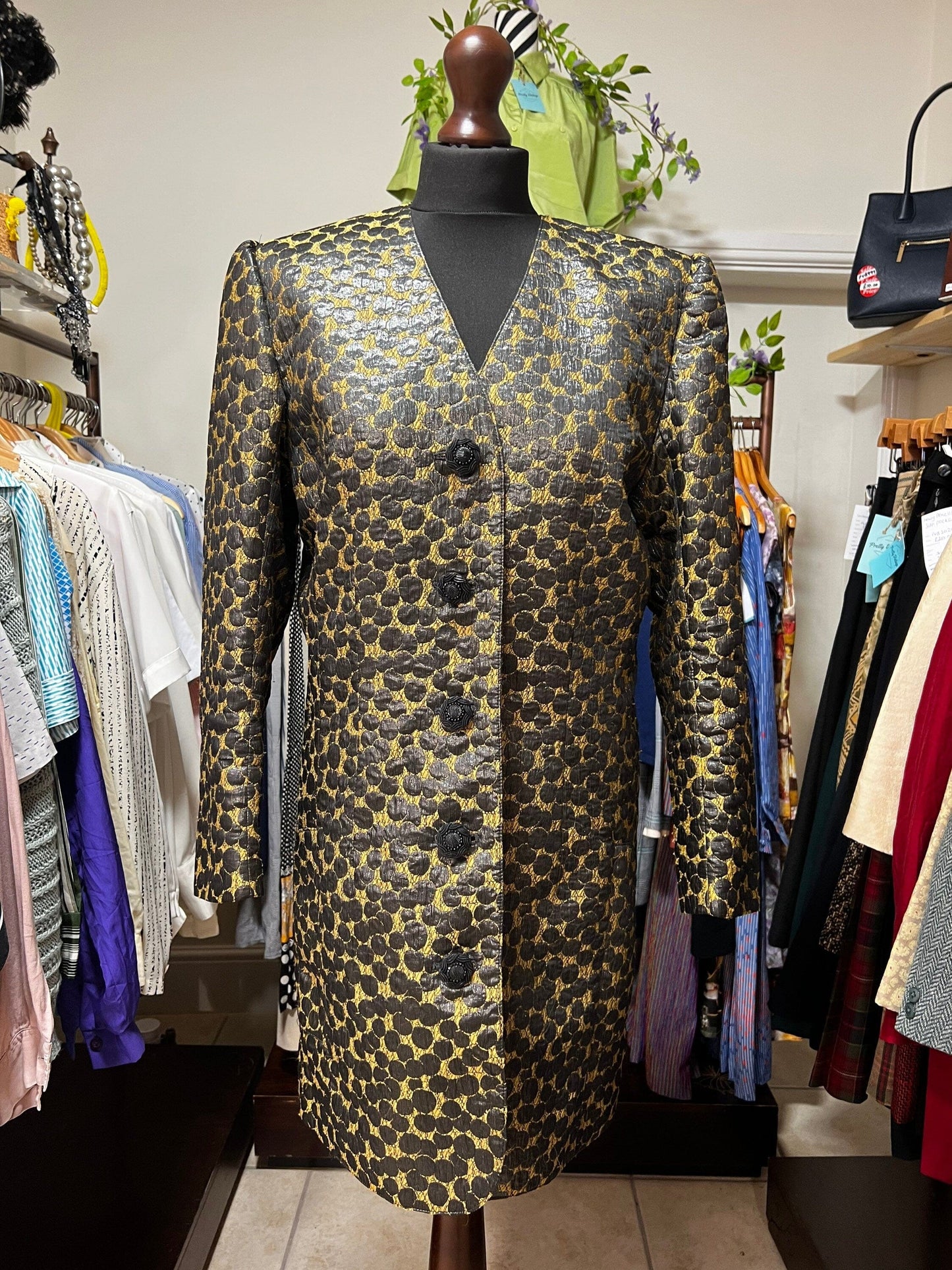 Vintage Hardy Amies Blazer Evening Jacket Leopard Print - 12 - Longline